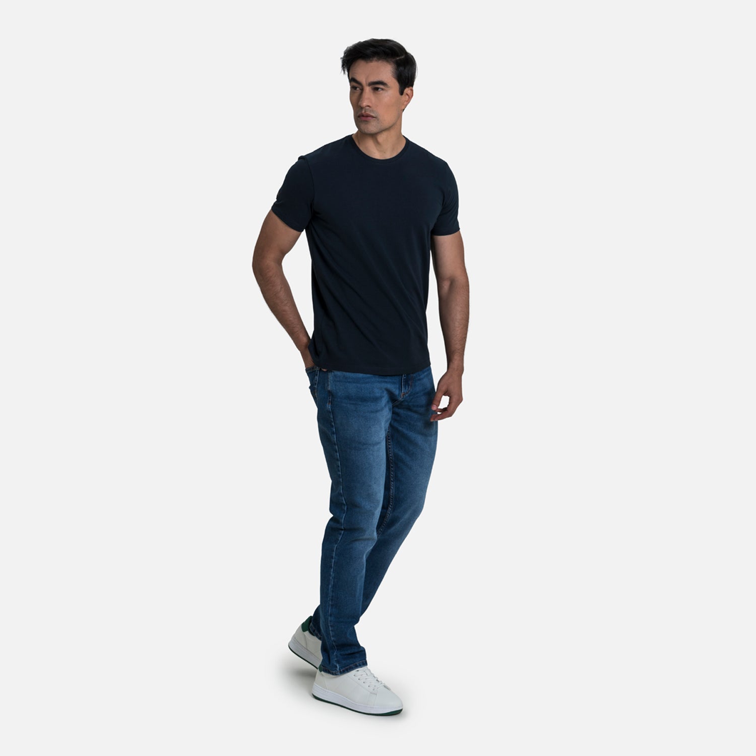 CAMISETA SLIM MANGA CORTA COLOR AZUL OSCURO