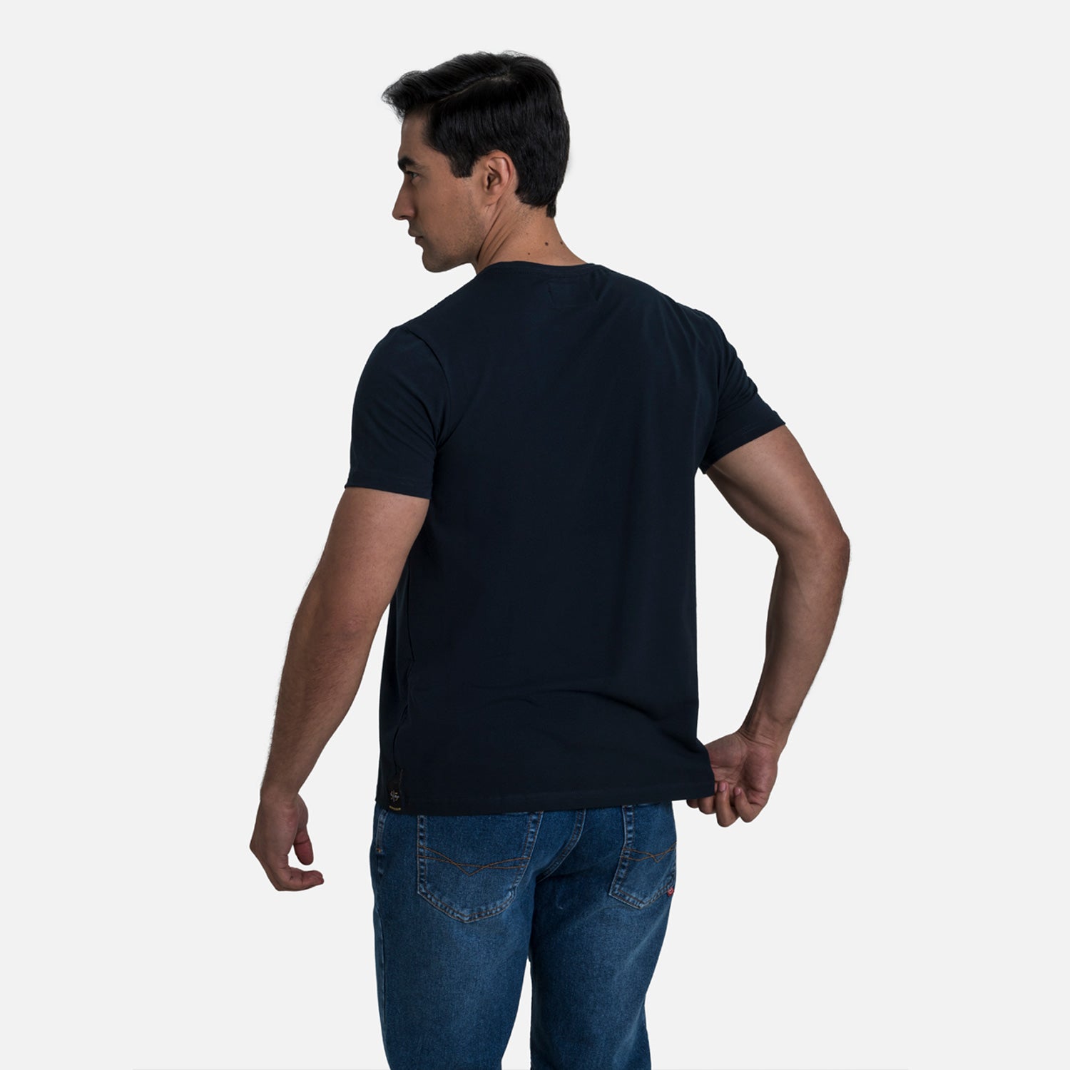 CAMISETA SLIM MANGA CORTA COLOR AZUL OSCURO