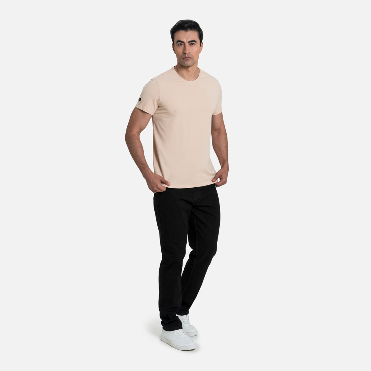 CAMISETA MANGA CORTA COLOR BEIGE MEDIO