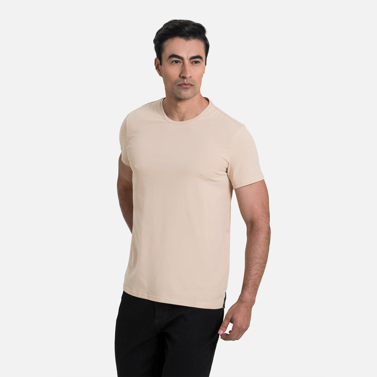 CAMISETA MANGA CORTA COLOR BEIGE MEDIO
