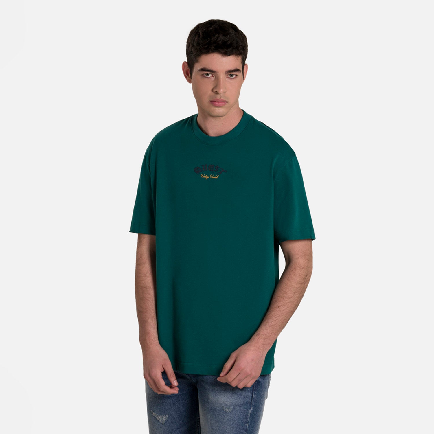 CAMISETA MANGA CORTA COLOR VERDE TORMENTA – Quest Colombia