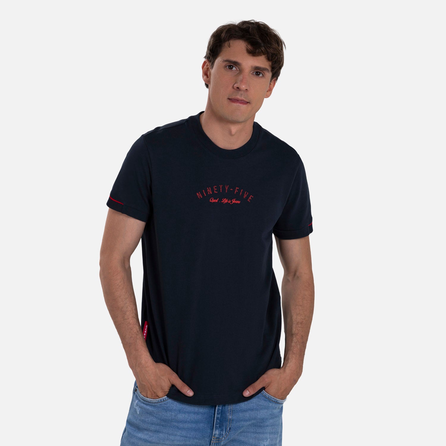 CAMISETA MANGA CORTA COLOR AZUL OSCURO – Quest Colombia