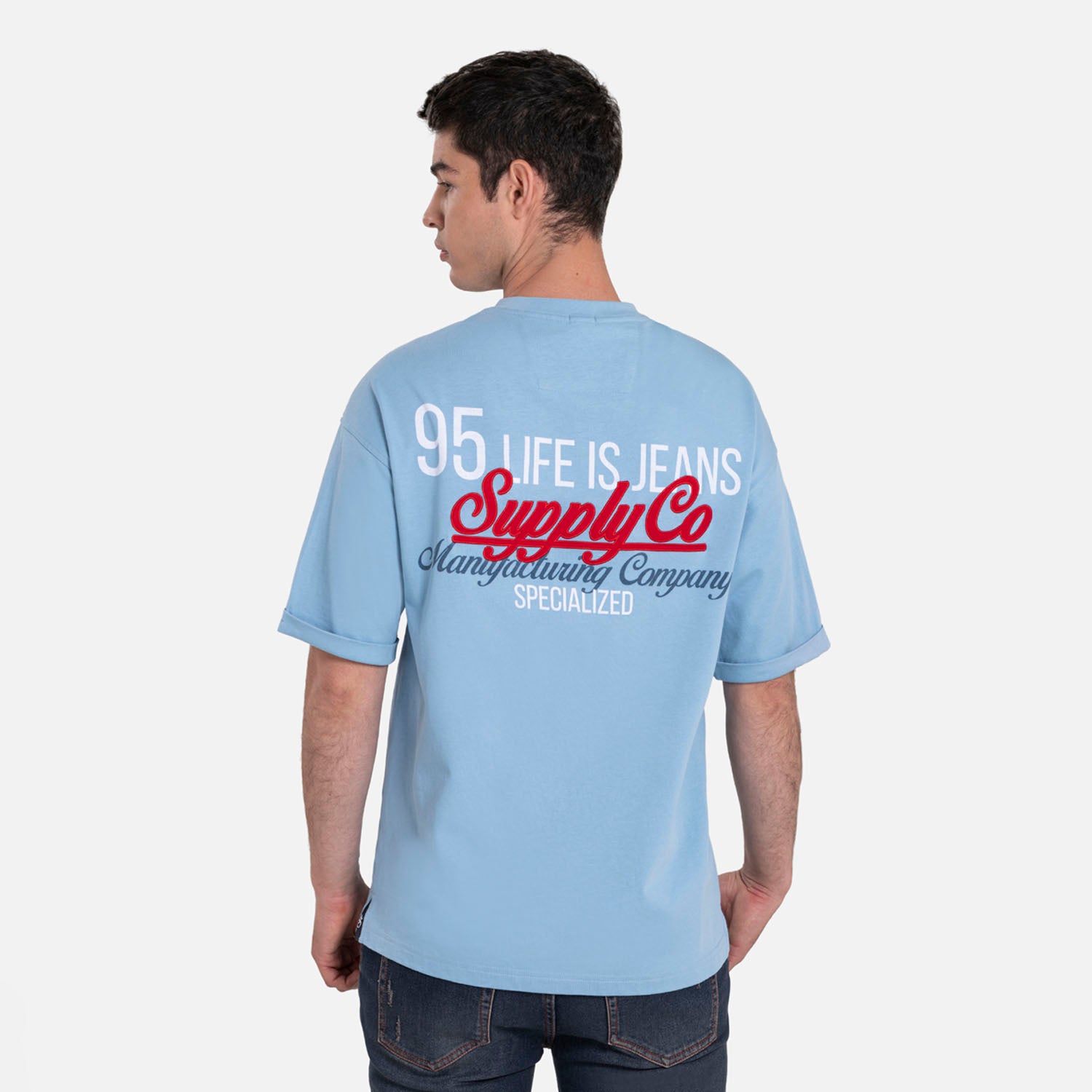 CAMISETA MANGA CORTA COLOR AZUL GLACIAR