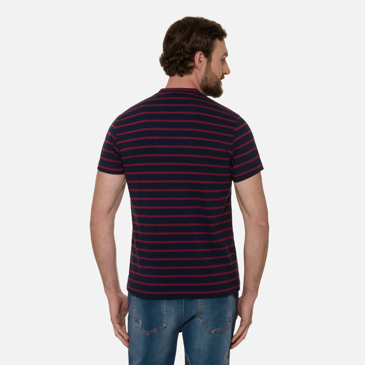 CAMISETA MANGA CORTA COLOR AZUL OSCURO - ROJO