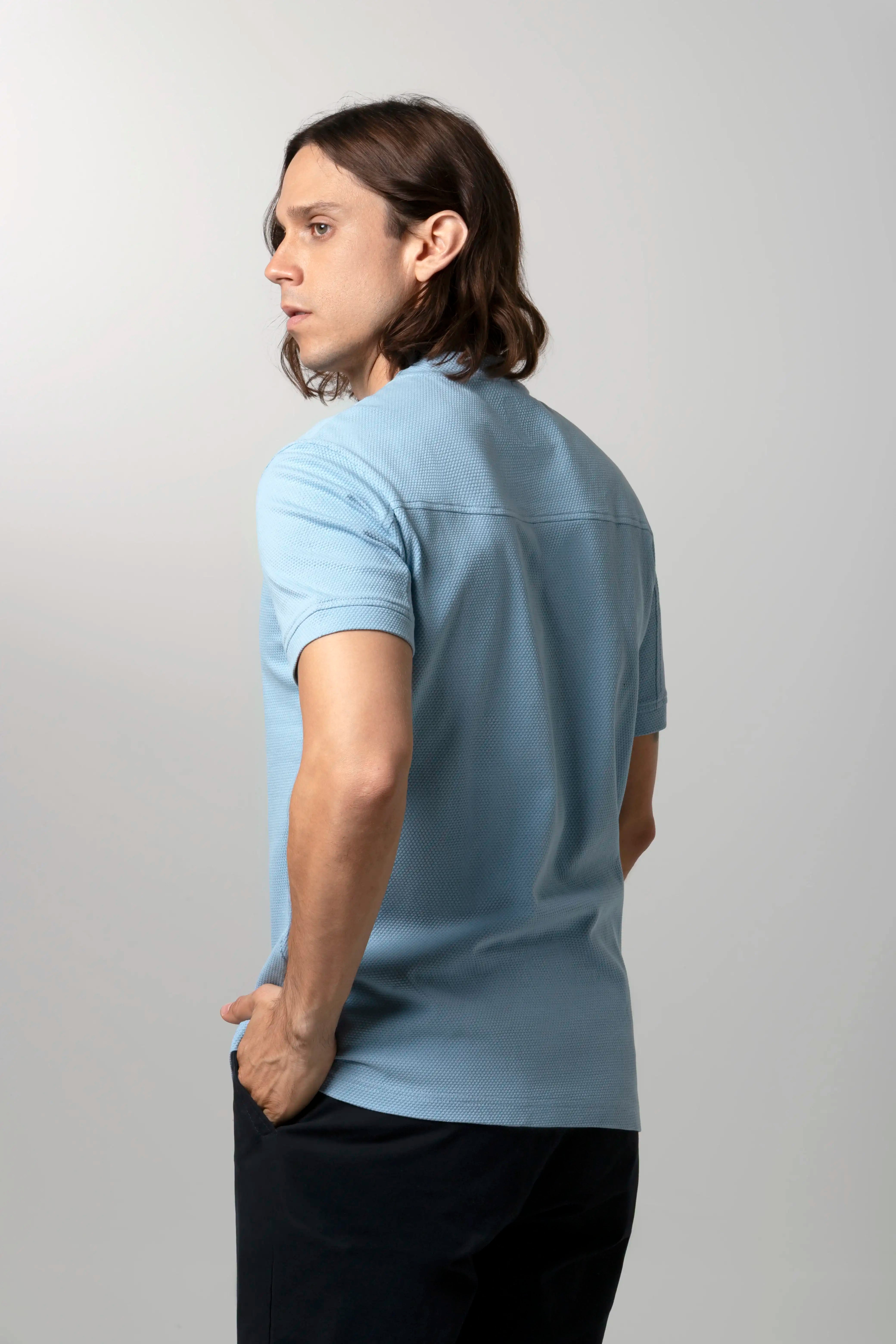 CAMISETA MANGA CORTA COLOR AZUL GLACIAR