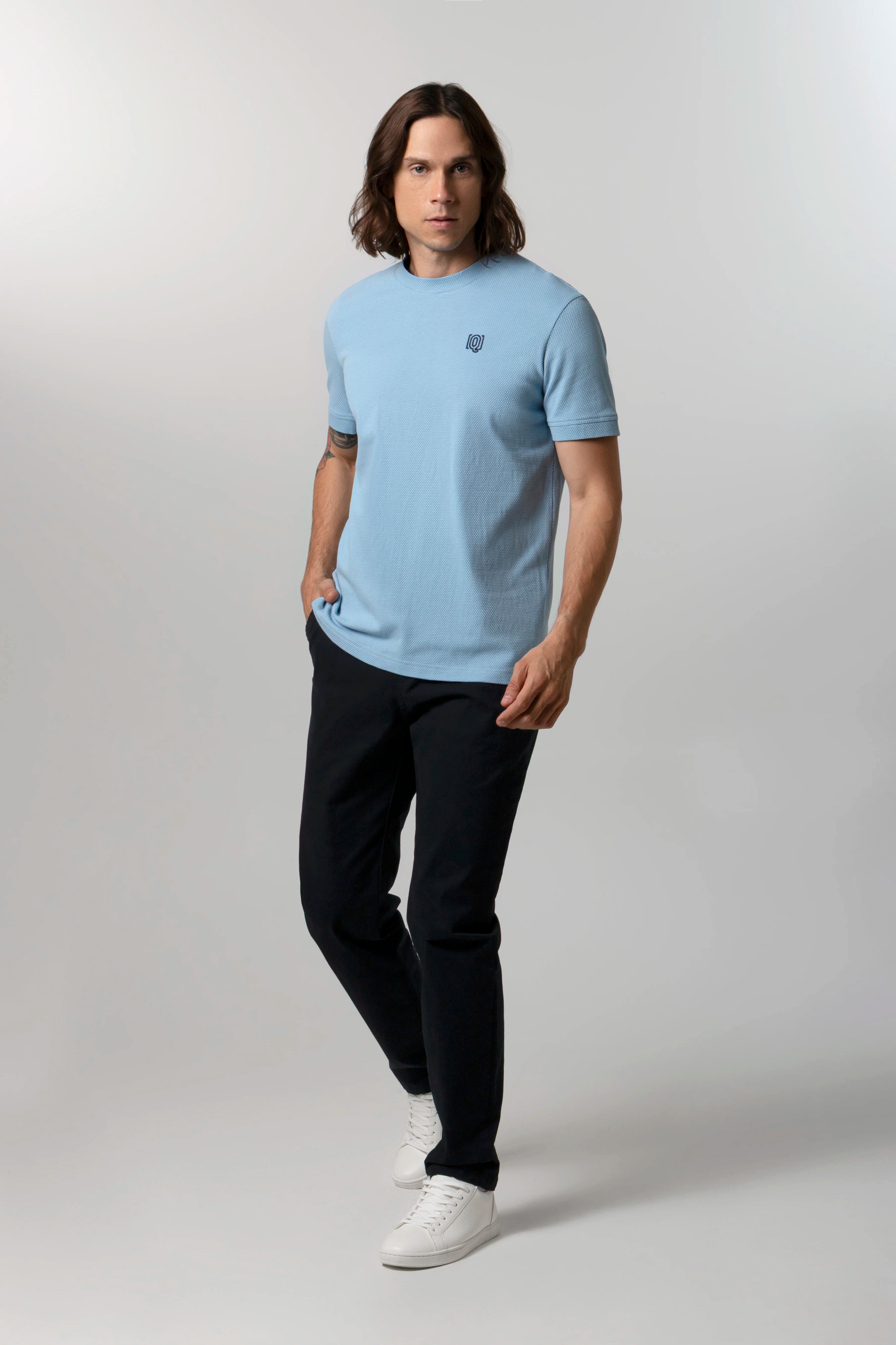 CAMISETA MANGA CORTA COLOR AZUL GLACIAR