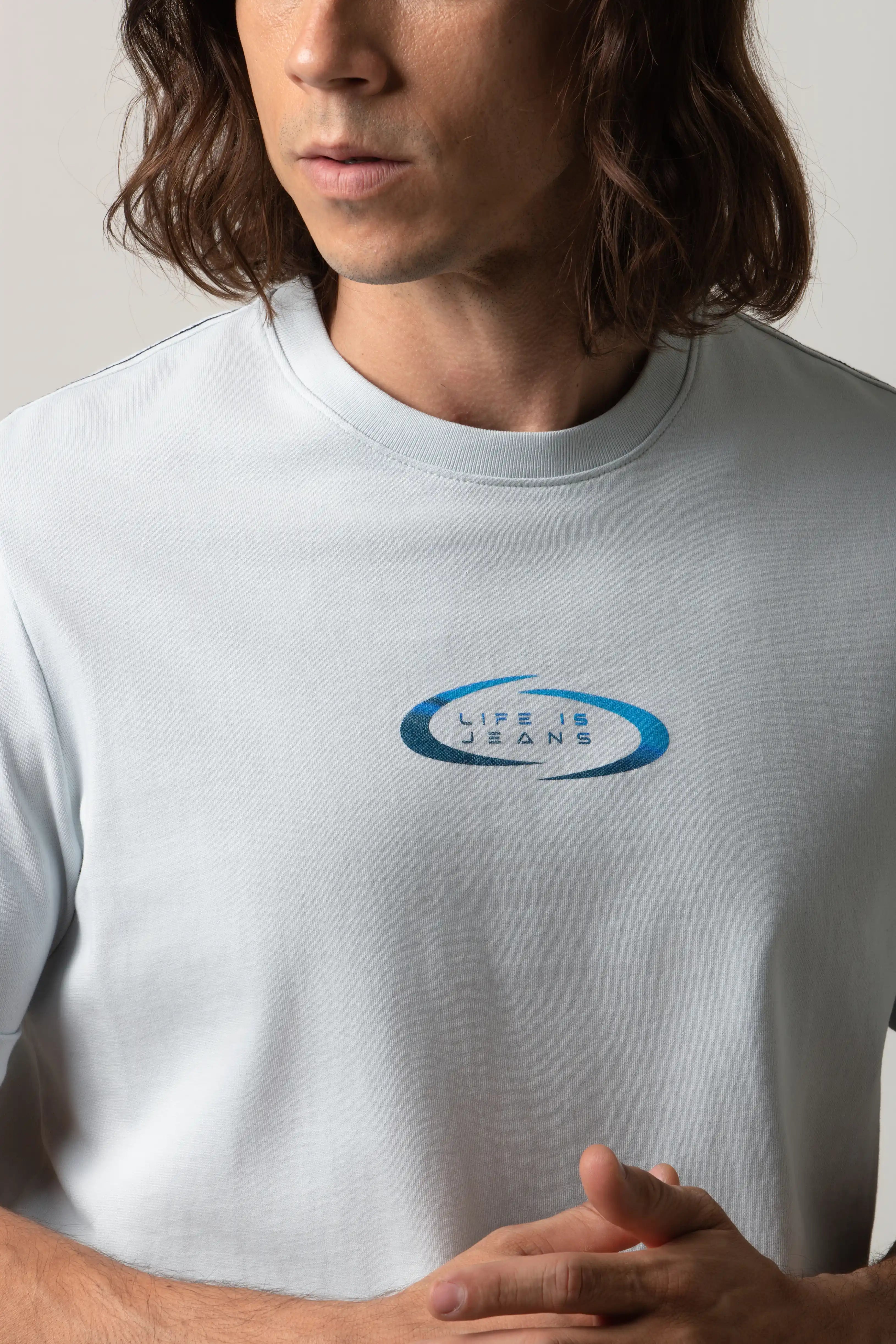 CAMISETA MANGA CORTA COLOR AZUL BALADA