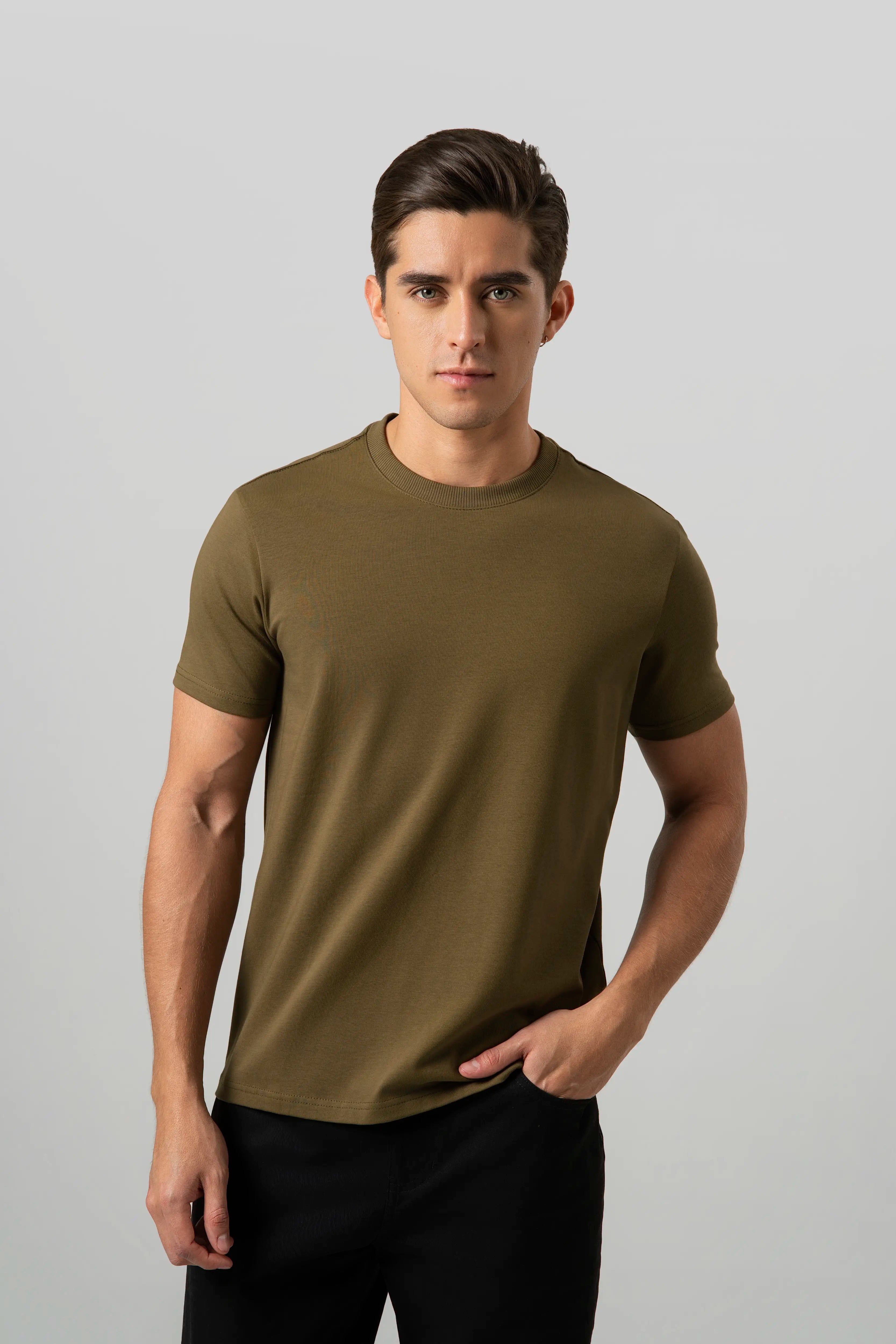 CAMISETA MANGA CORTA COLOR DARK OLIVA