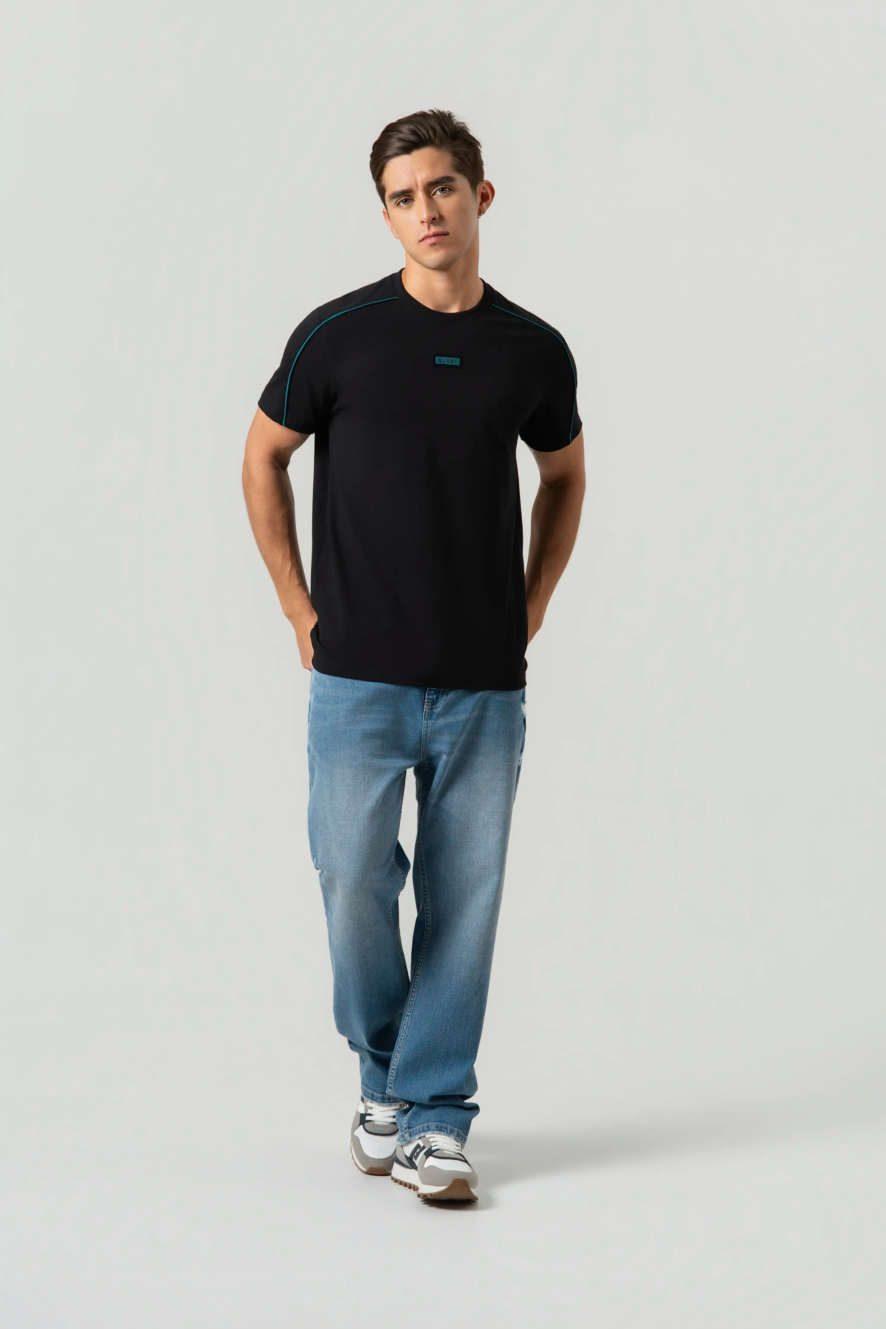 CAMISETA MANGA CORTA COLOR NEGRO