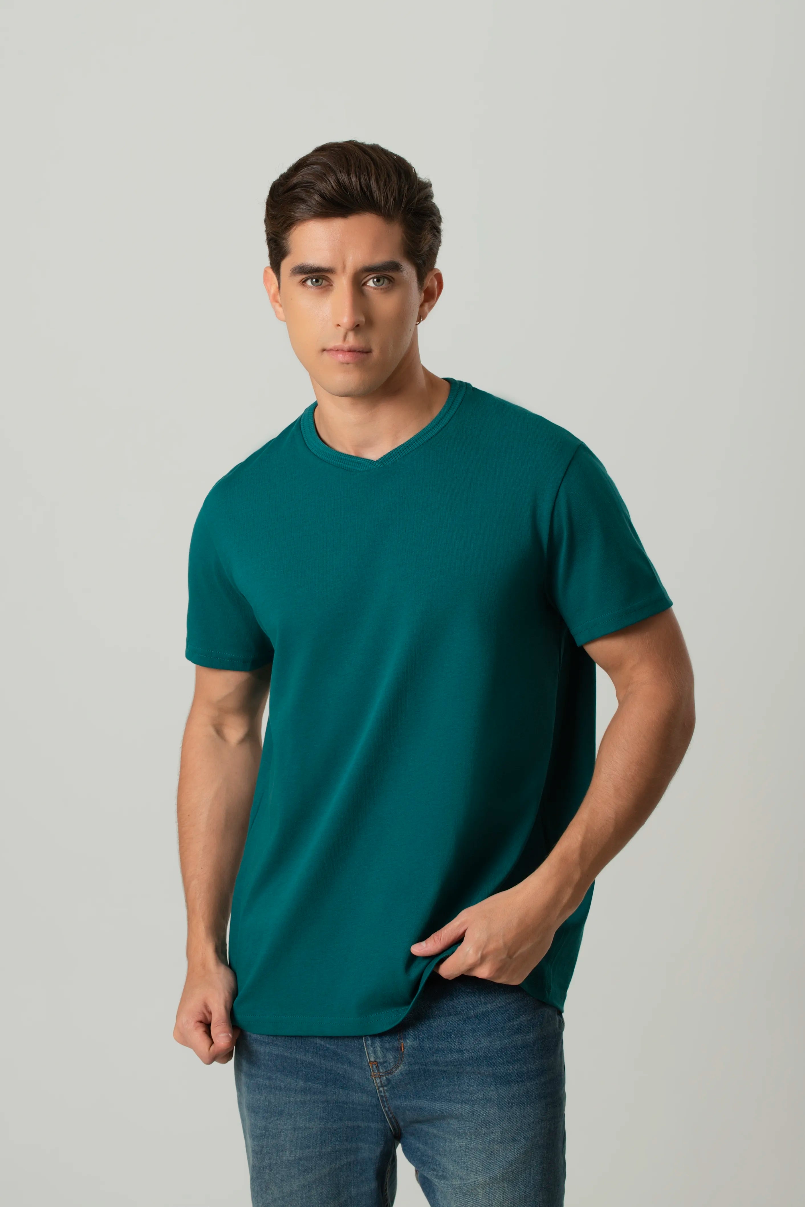 CAMISETA MANGA CORTA COLOR VERDE TORMENTA – Quest Colombia
