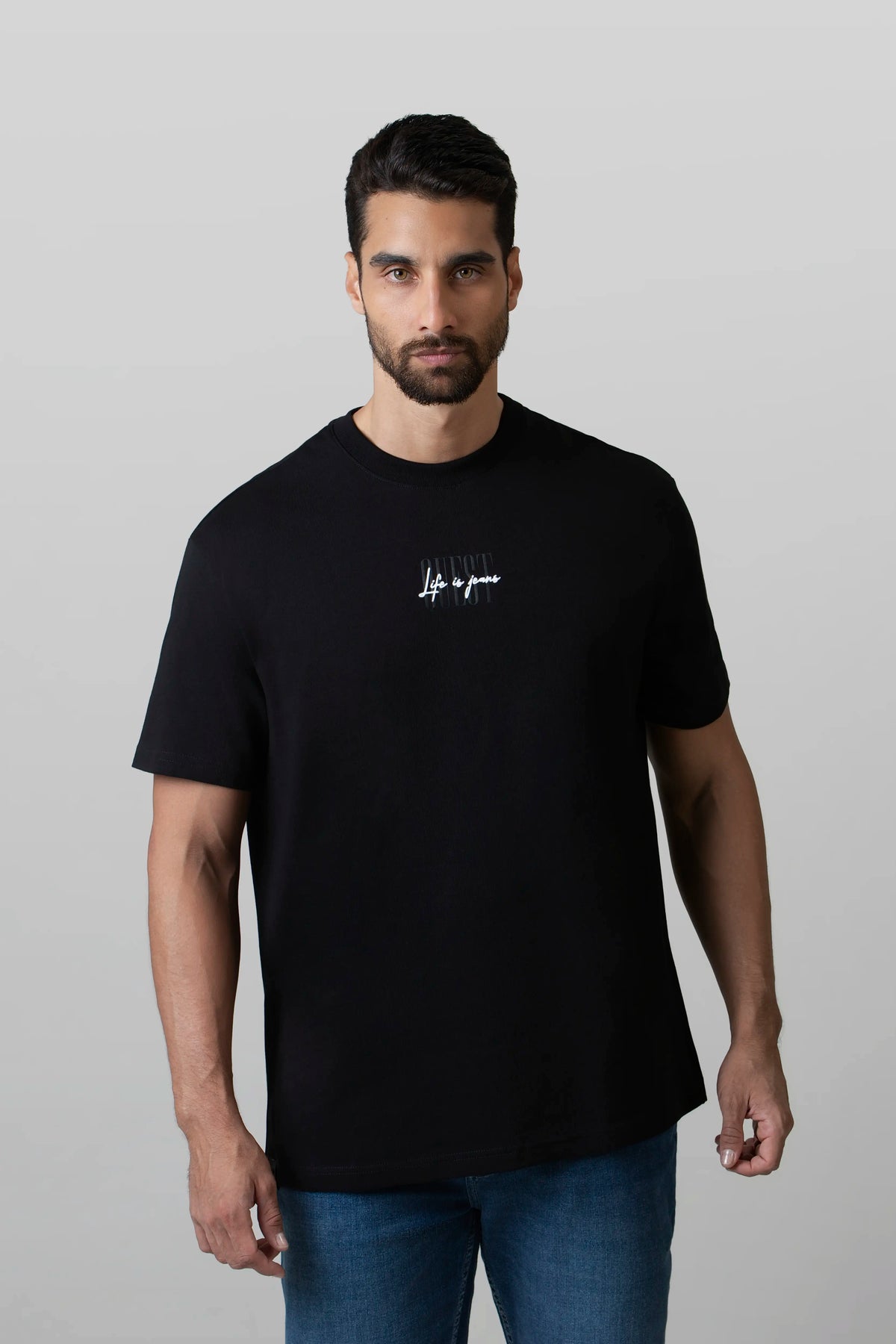 CAMISETA MANGA CORTA COLOR NEGRO