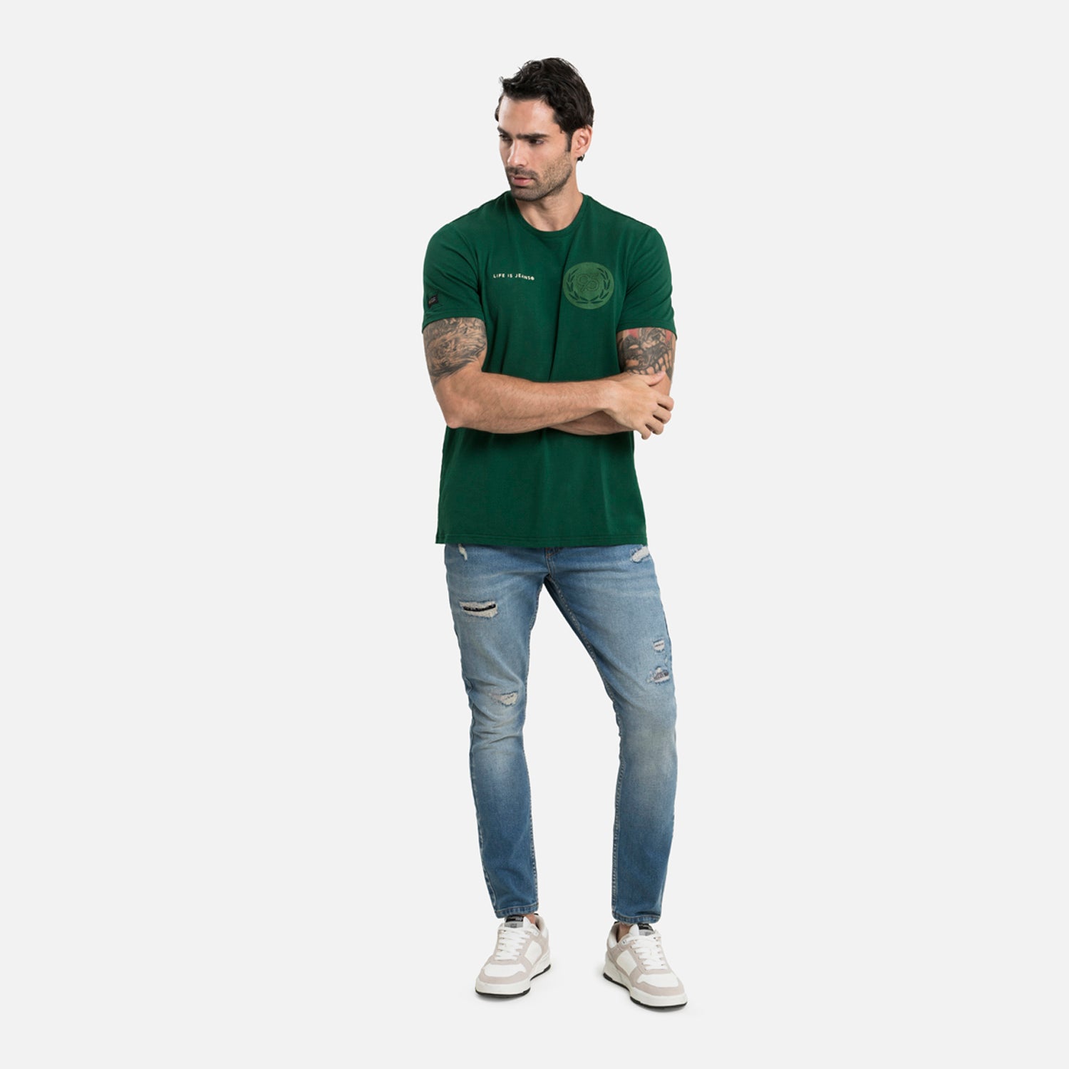 CAMISETA PREMIUM MANGA CORTA COLOR VERDE PRADERA