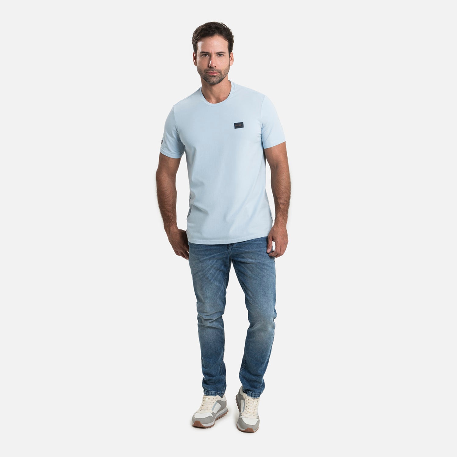 CAMISETA PREMIUM MANGA CORTA COLOR AZUL CHAMBRAY
