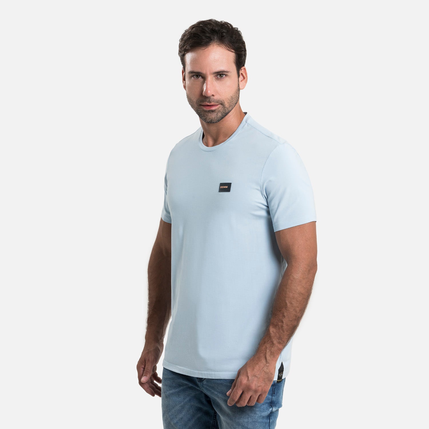CAMISETA PREMIUM MANGA CORTA COLOR AZUL CHAMBRAY