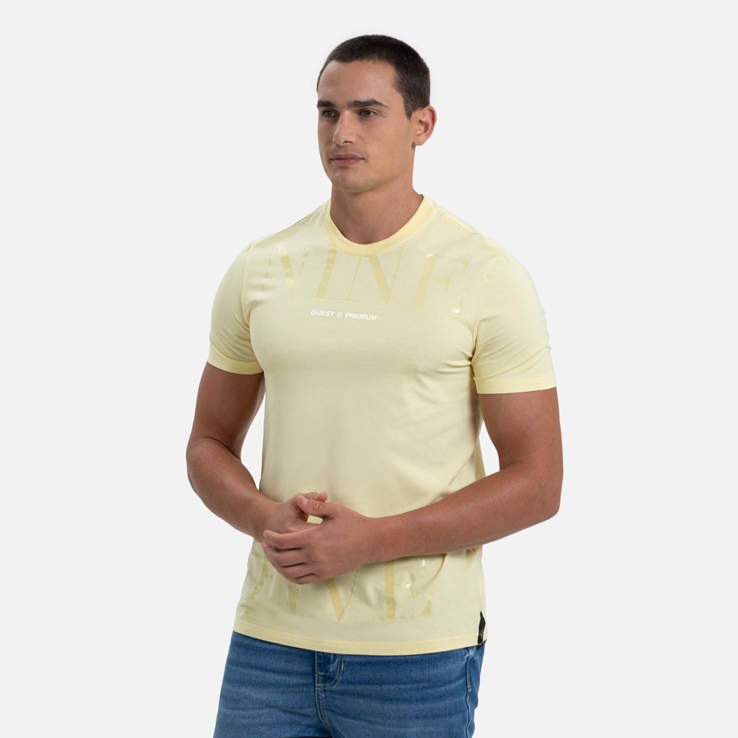 CAMISETA PREMIUM MANGA CORTA COLOR BANANA PALIDO