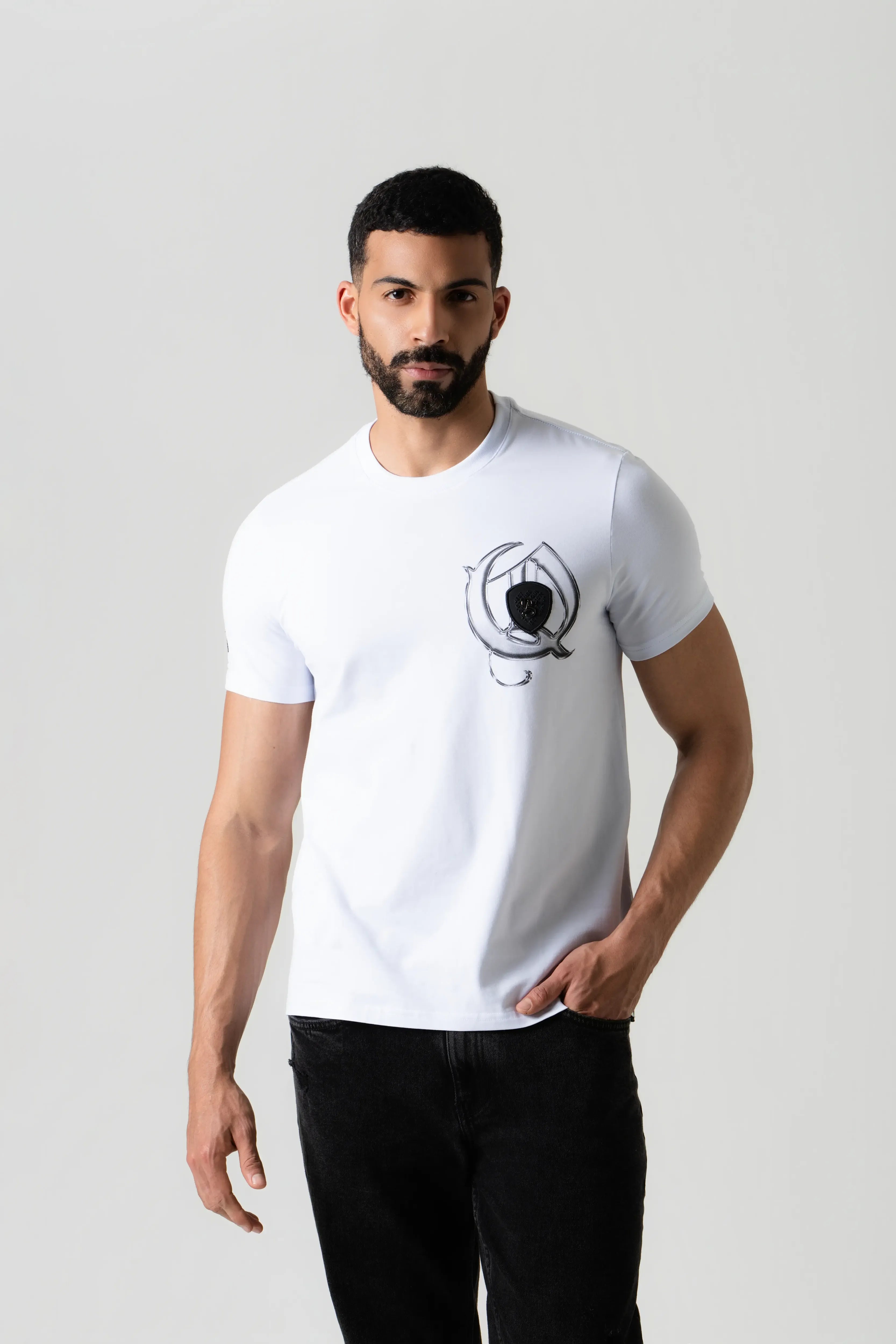 CAMISETA PREMIUM MANGA CORTA COLOR BLANCO OPTICO – Quest Colombia