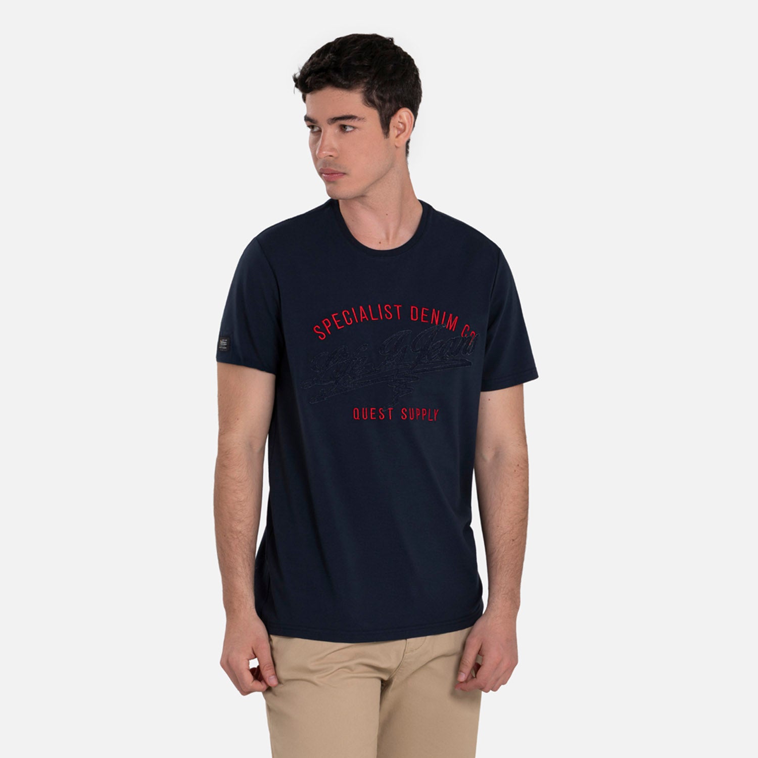 CAMISETA PREMIUM MANGA CORTA COLOR AZUL OSCURO – Quest Colombia