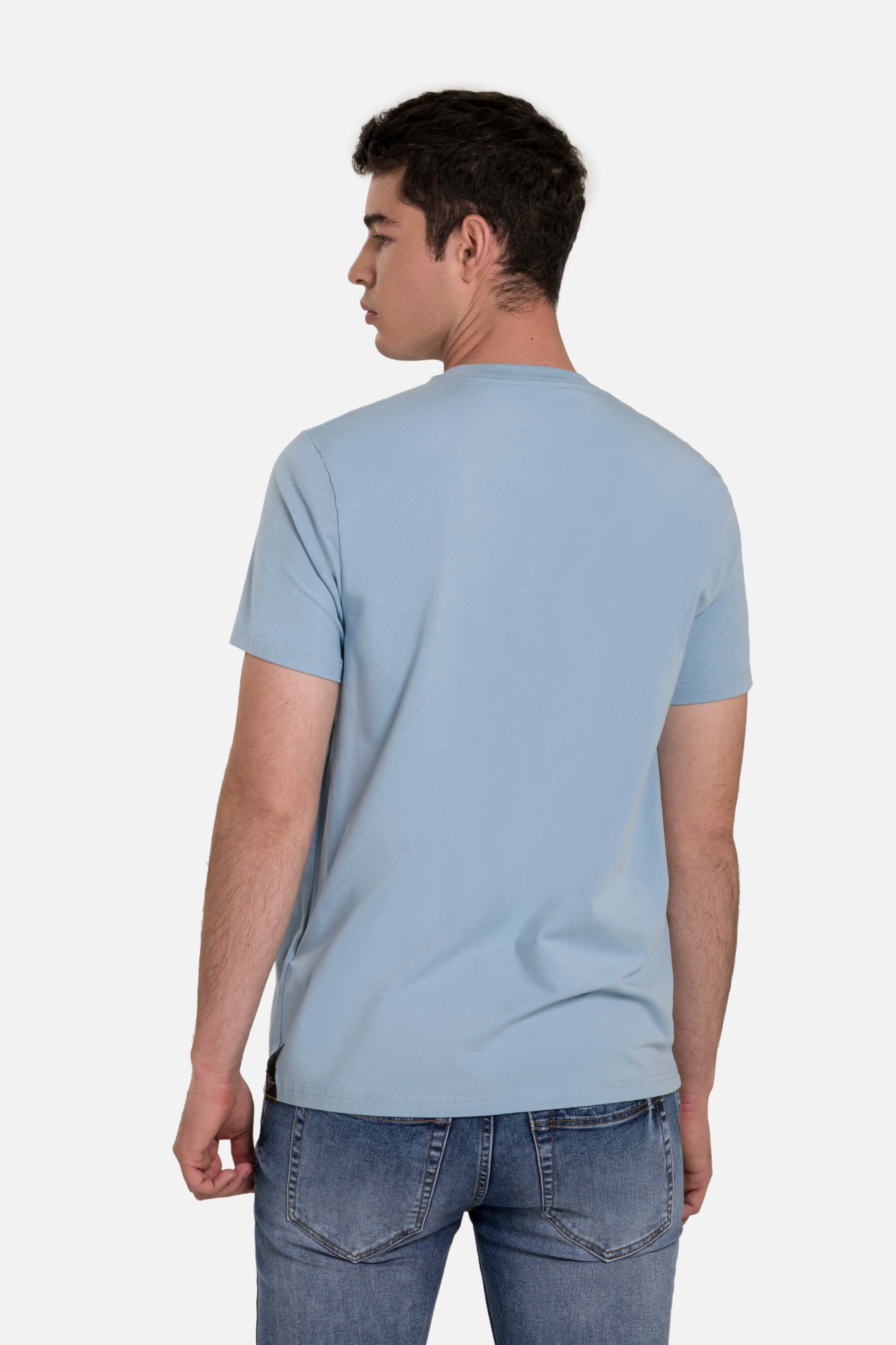 CAMISETA PREMIUM MANGA CORTA COLOR AZUL GLACIAR