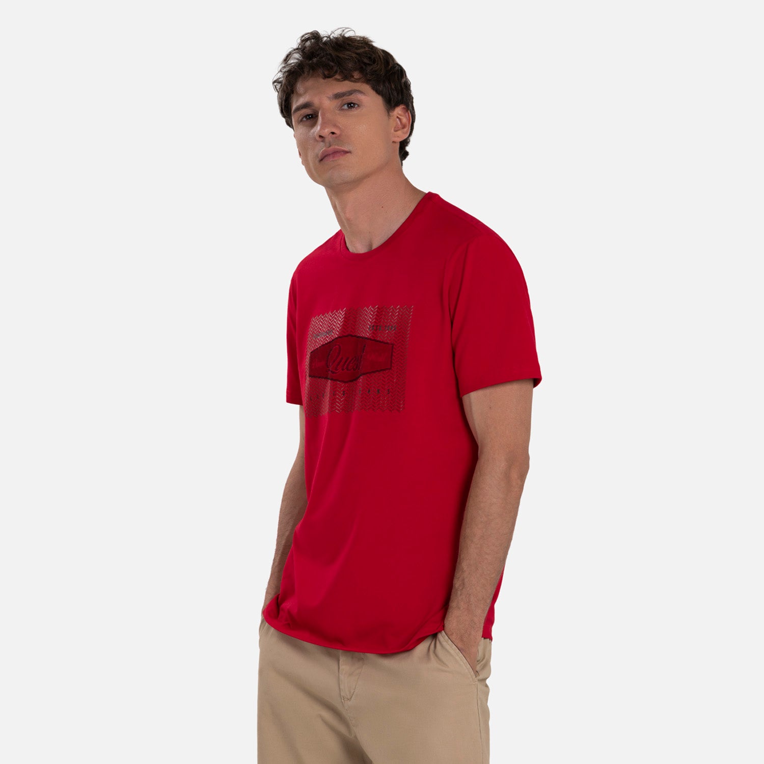 CAMISETA PREMIUM MANGA CORTA COLOR ROJO – Quest Colombia