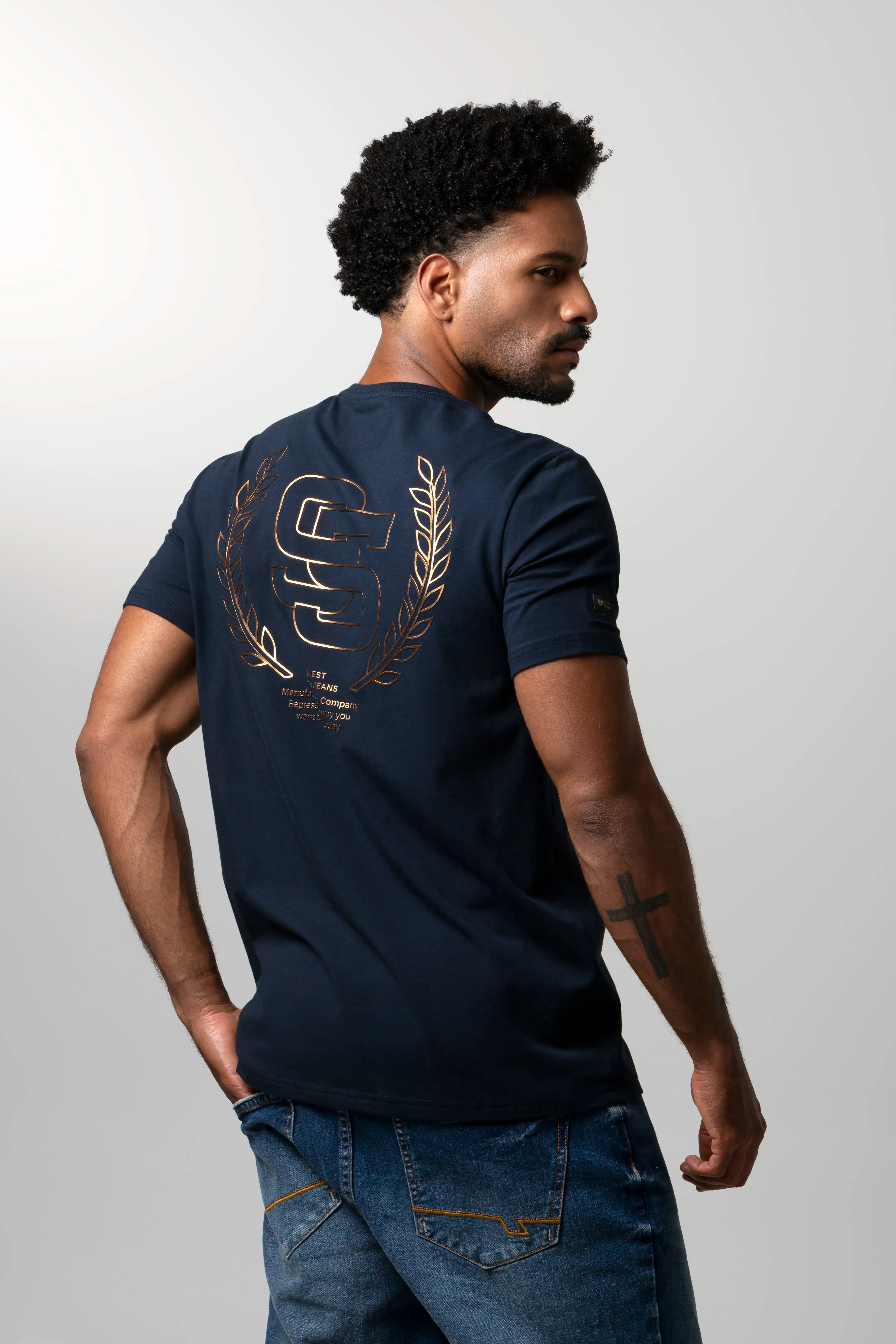 CAMISETA PREMIUM MANGA CORTA COLOR AZUL OSCURO