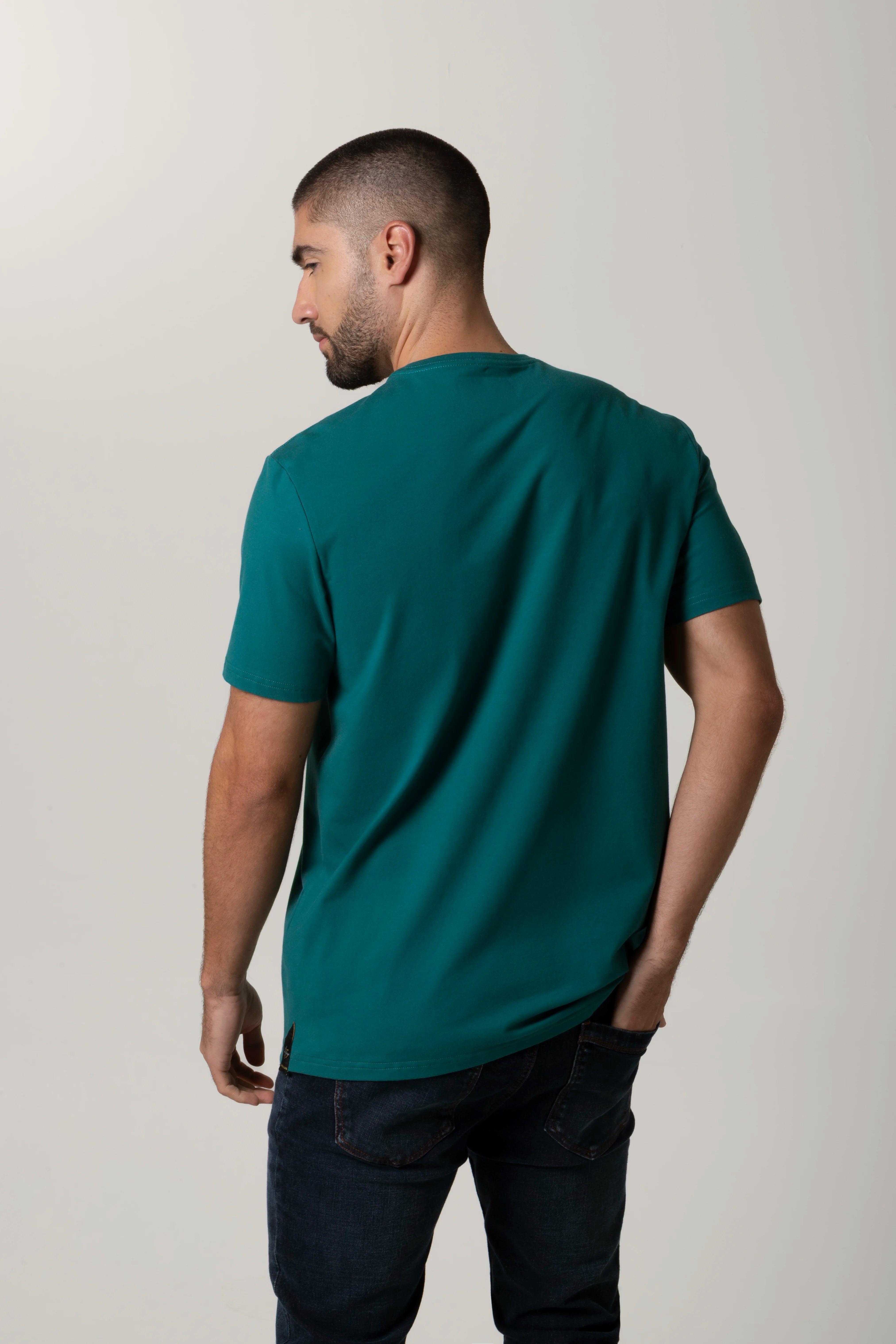 CAMISETA PREMIUM MANGA CORTA COLOR VERDE TORMENTA