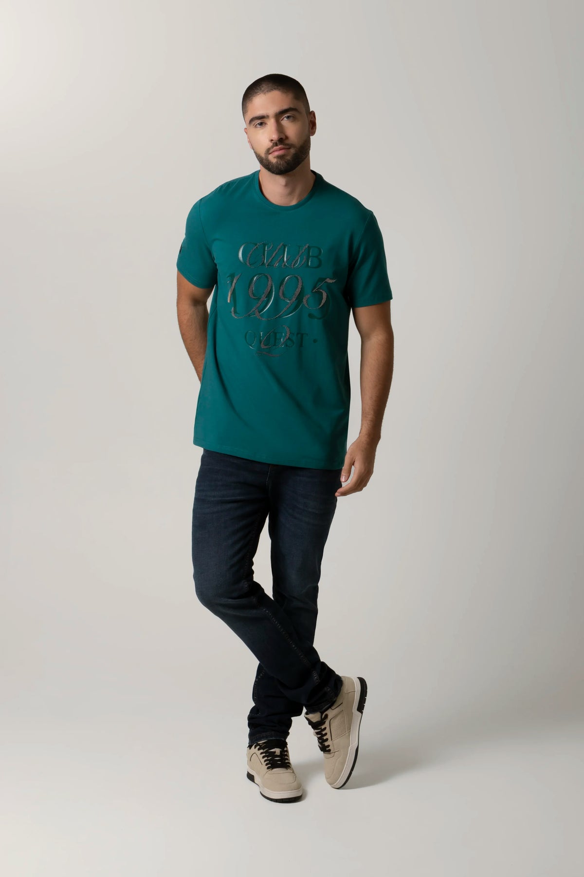 CAMISETA PREMIUM MANGA CORTA COLOR VERDE TORMENTA