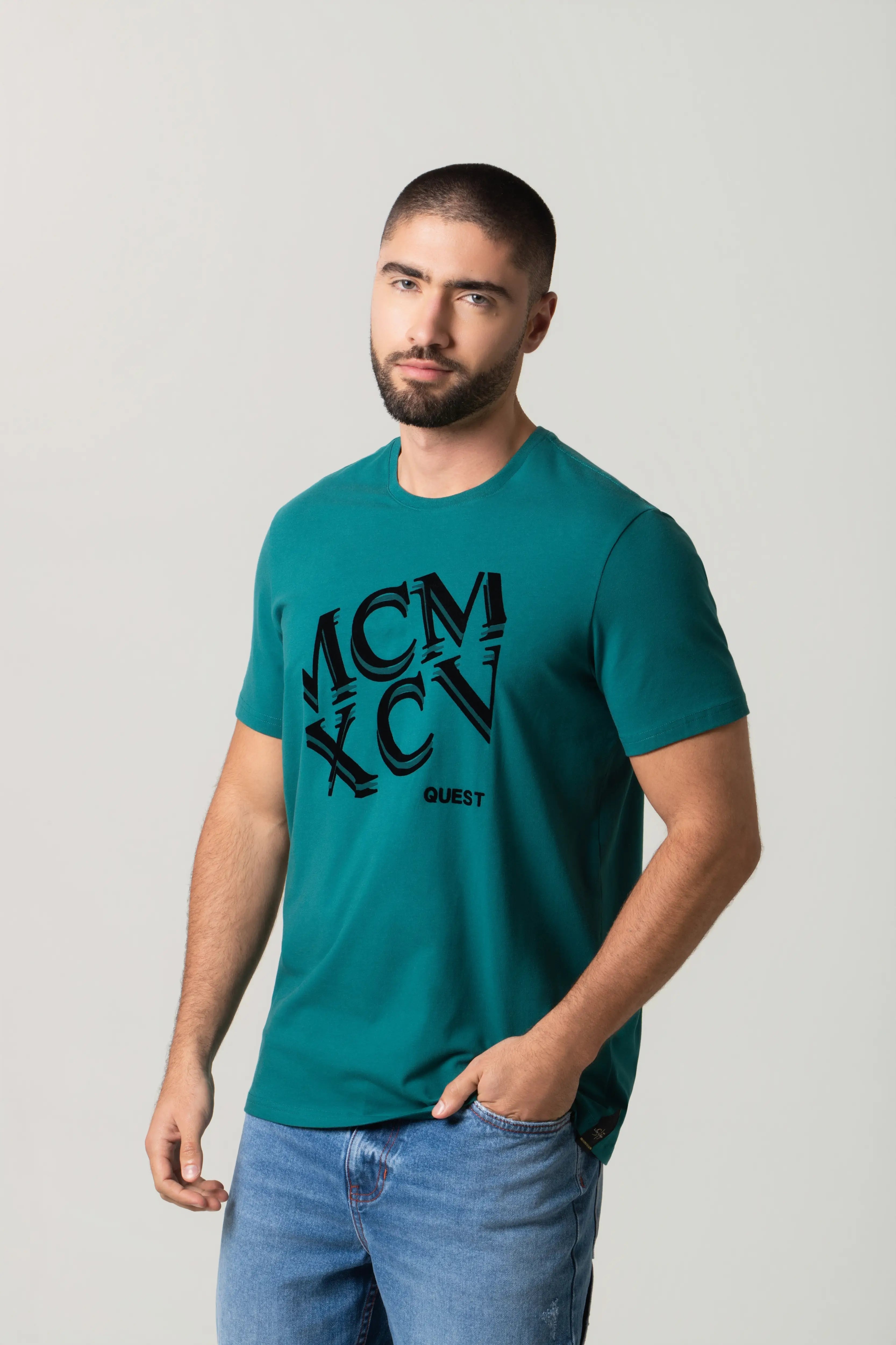 CAMISETA PREMIUM MANGA CORTA COLOR VERDE TORMENTA