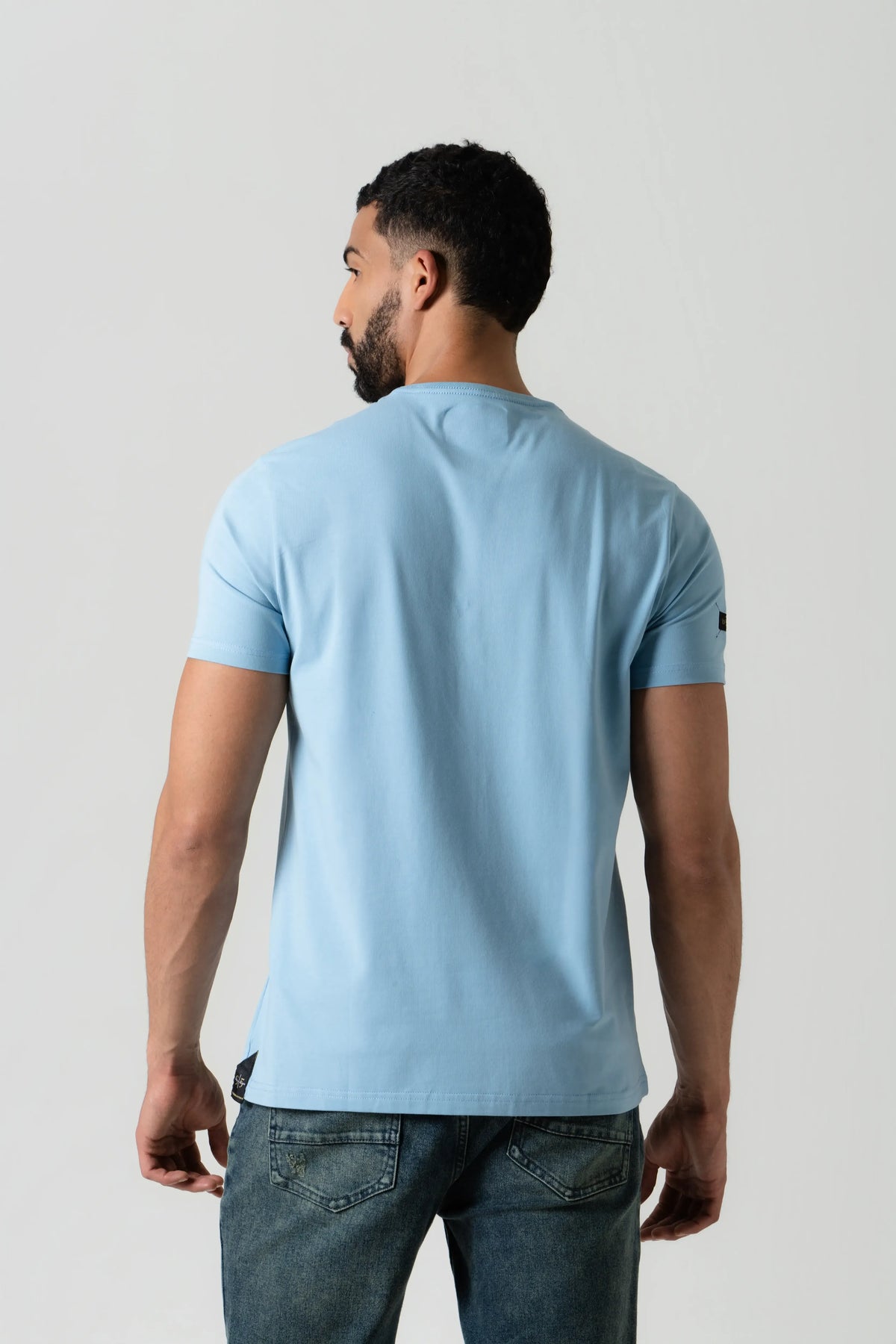 CAMISETA PREMIUM MANGA CORTA COLOR AZUL GLACIAR
