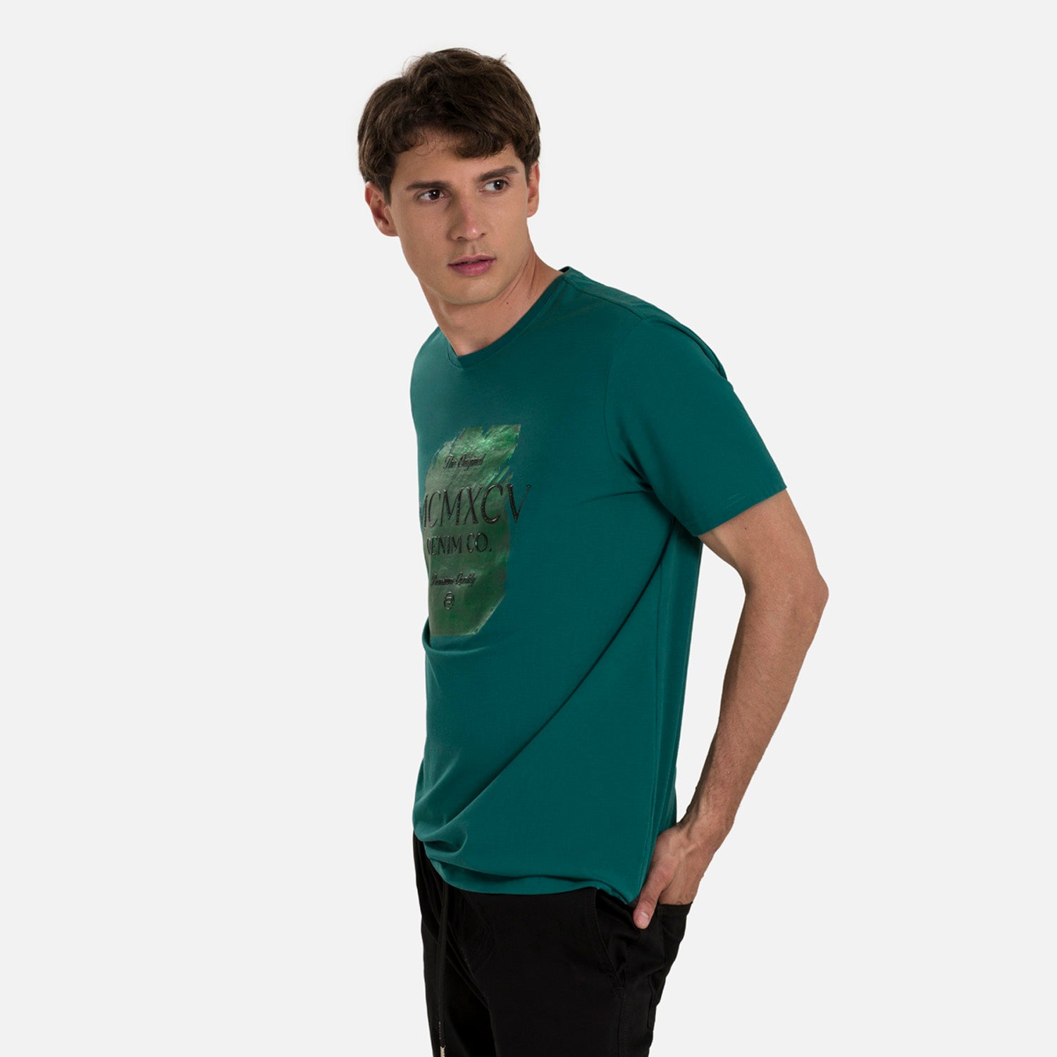 CAMISETA PREMIUM MANGA CORTA COLOR VERDE TORMENTA