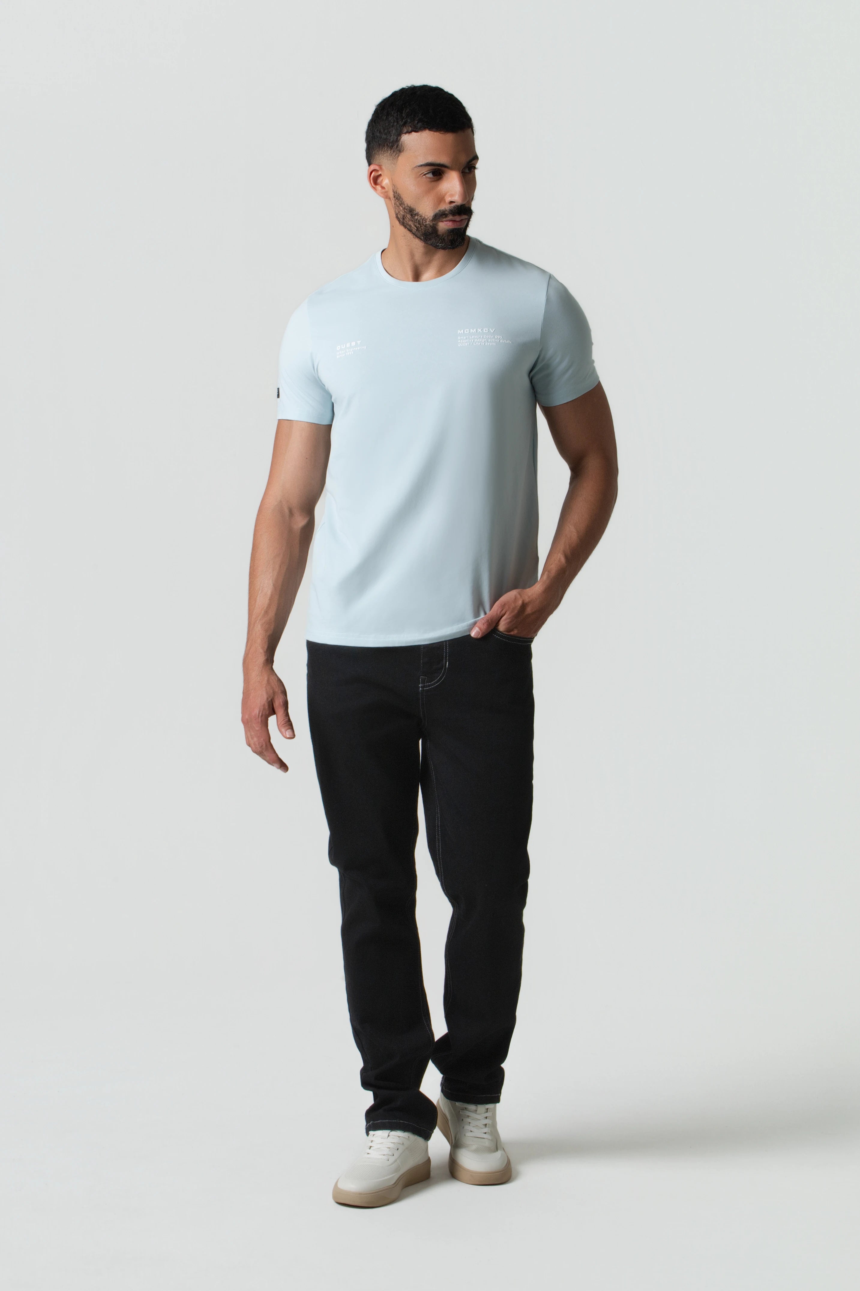 CAMISETA PREMIUM MANGA CORTA COLOR BABY BLUE