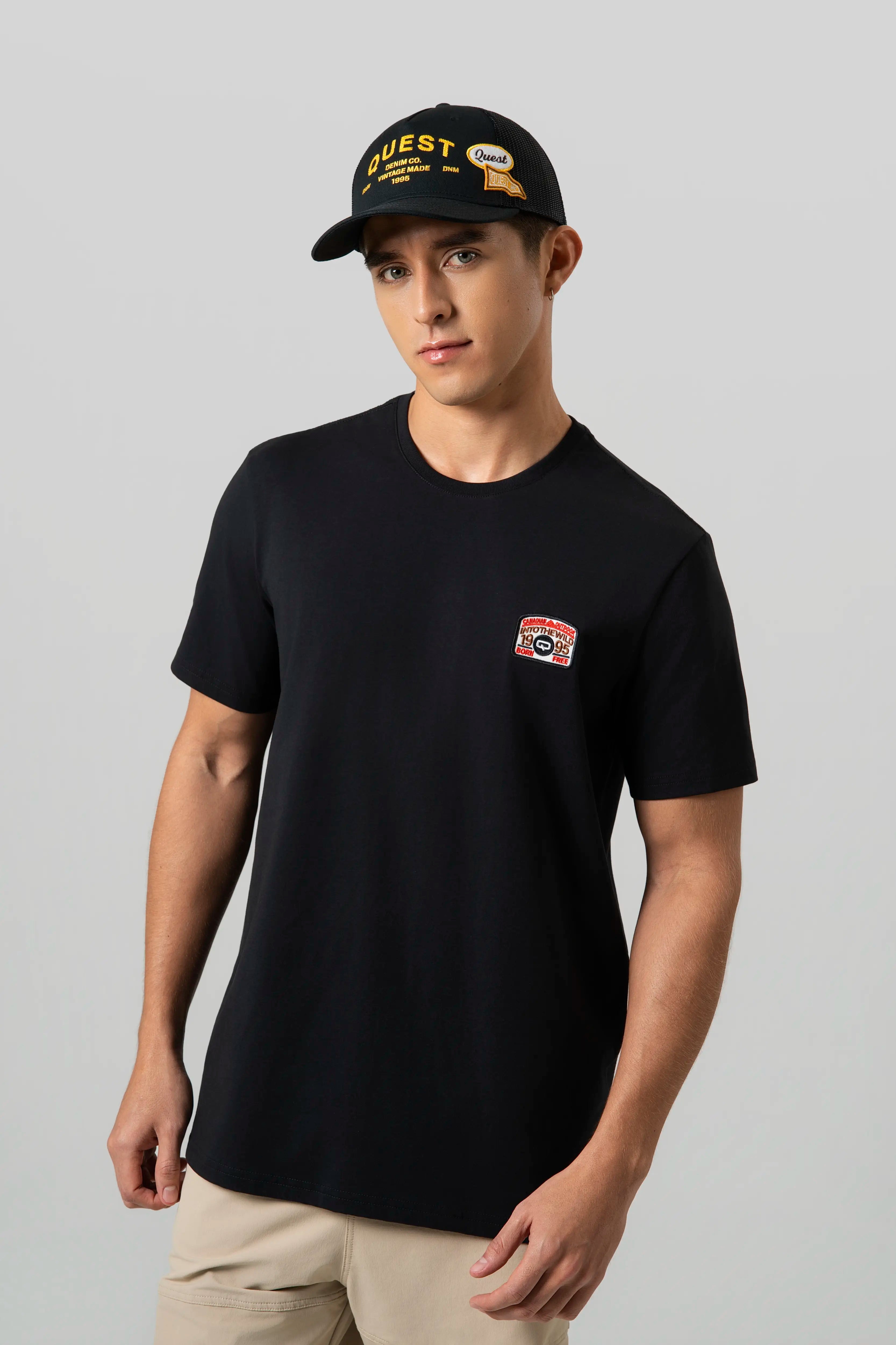 CAMISETA PREMIUM MANGA CORTA COLOR NEGRO – Quest Colombia