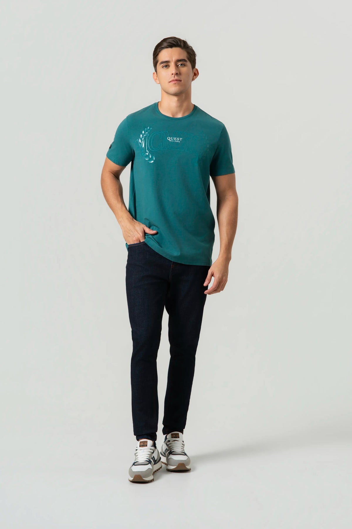 CAMISETA PREMIUM MANGA CORTA COLOR VERDE TORMENTA