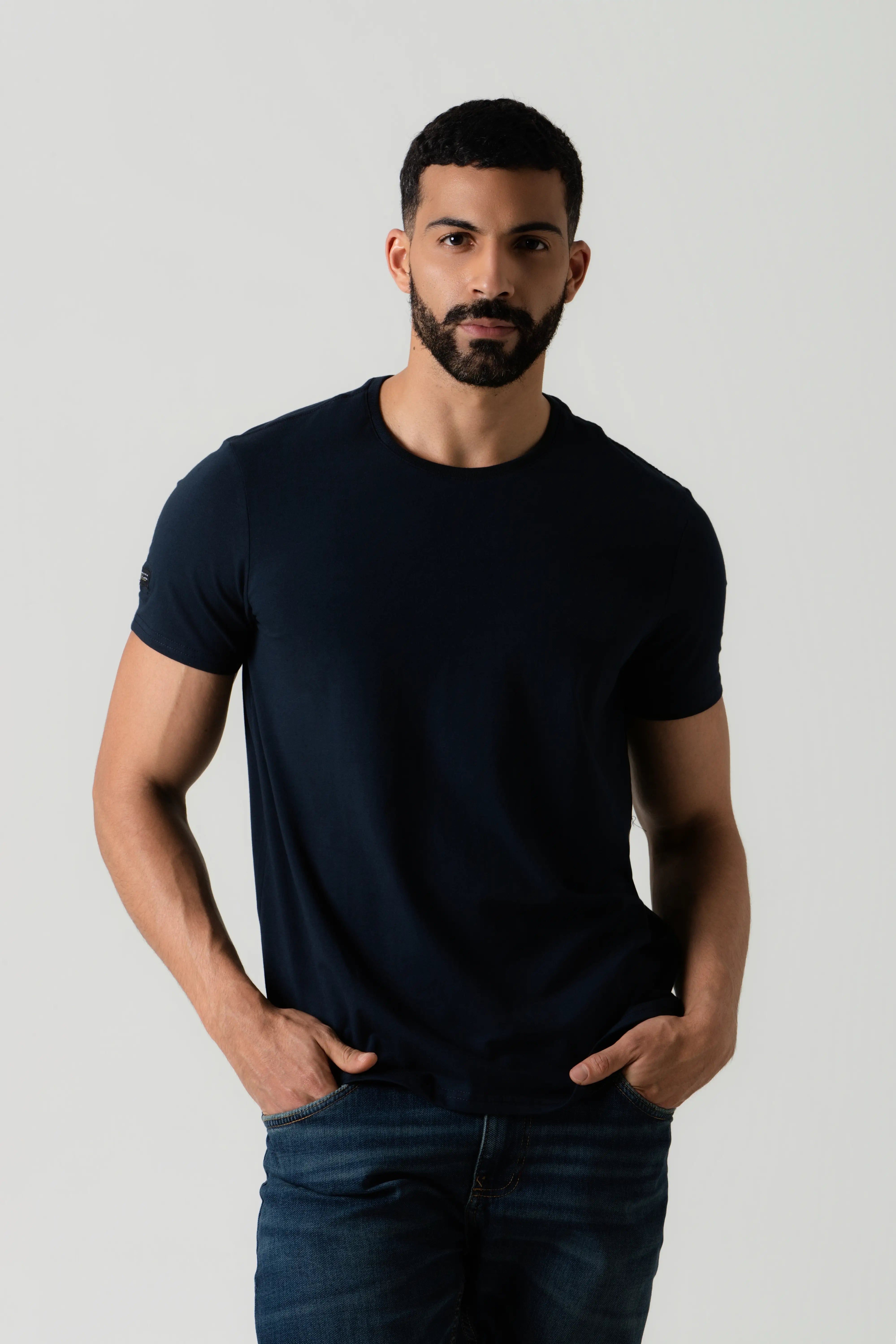 CAMISETA PREMIUM MANGA CORTA COLOR AZUL OSCURO