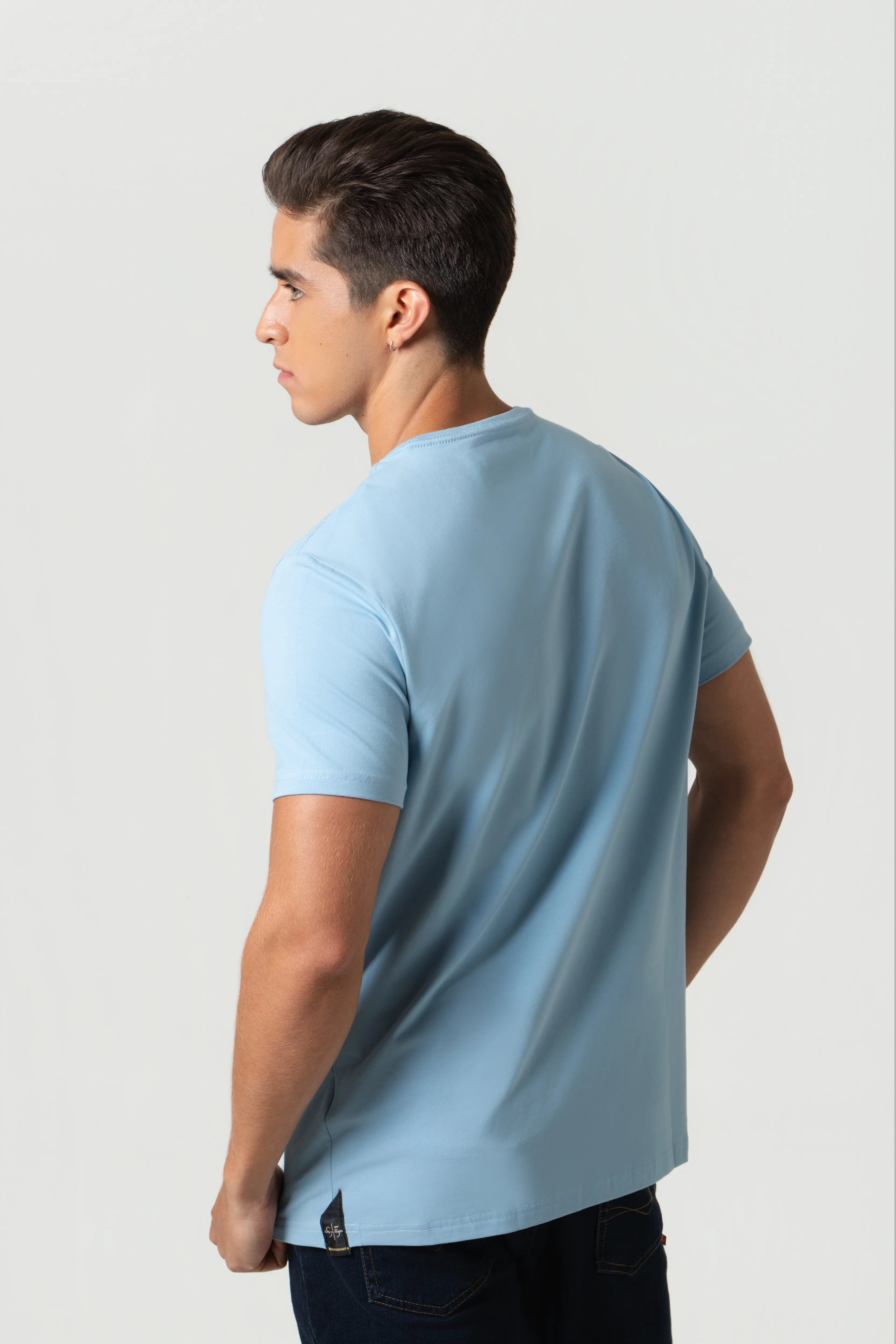 CAMISETA PREMIUM MANGA CORTA COLOR AZUL GLACIAR