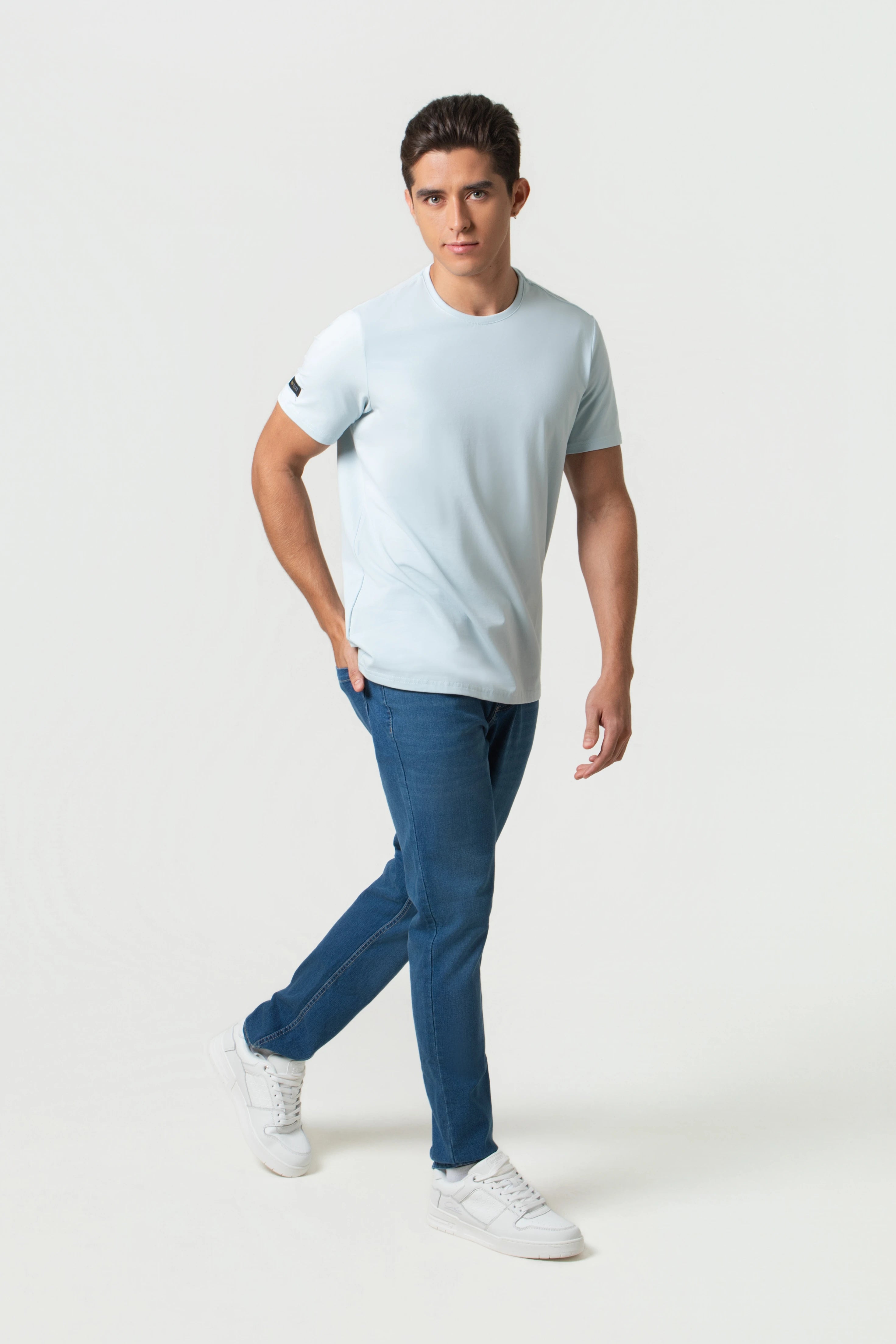 CAMISETA PREMIUM MANGA CORTA COLOR BABY BLUE