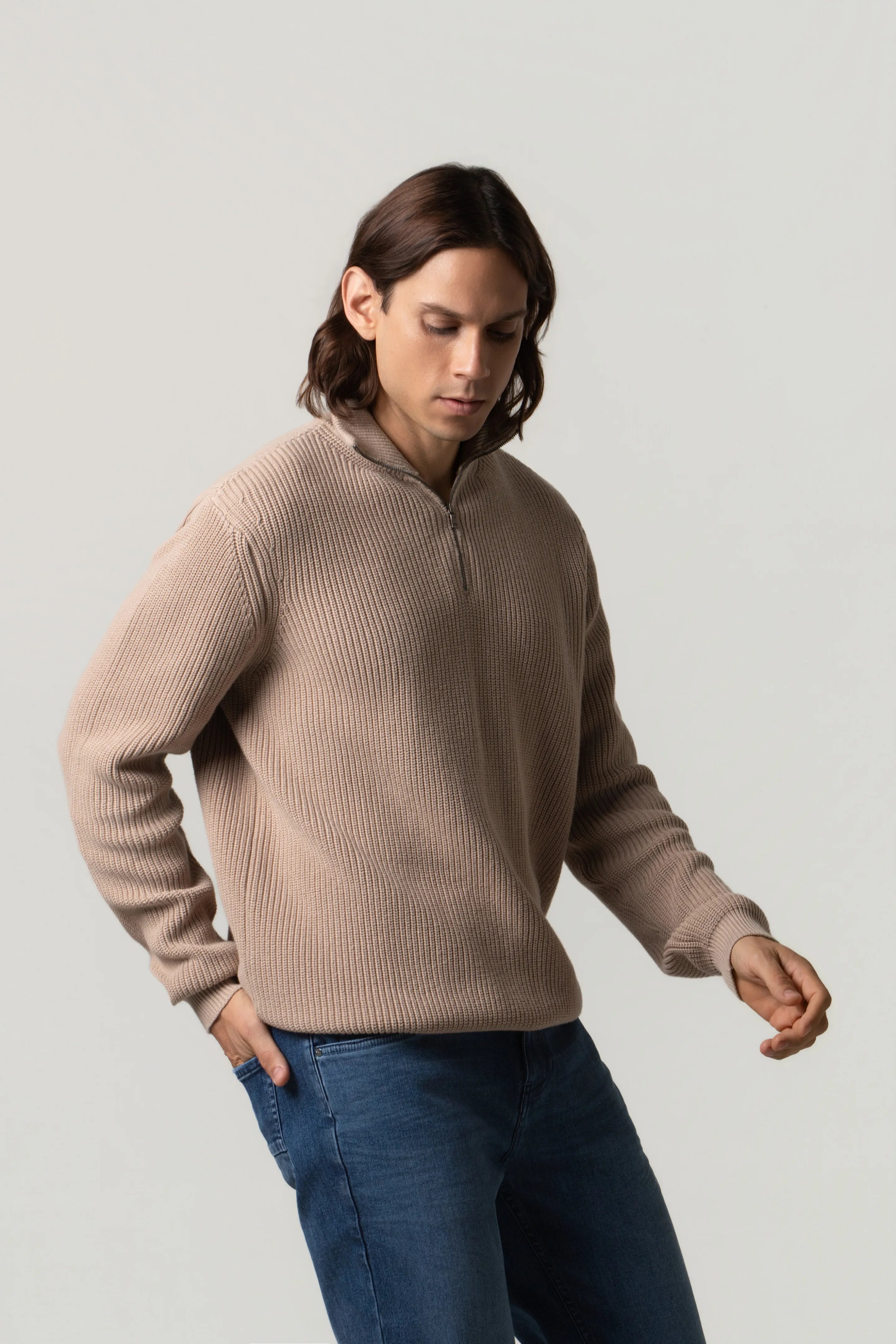 SWEATER CERRADO COLOR TAUPE