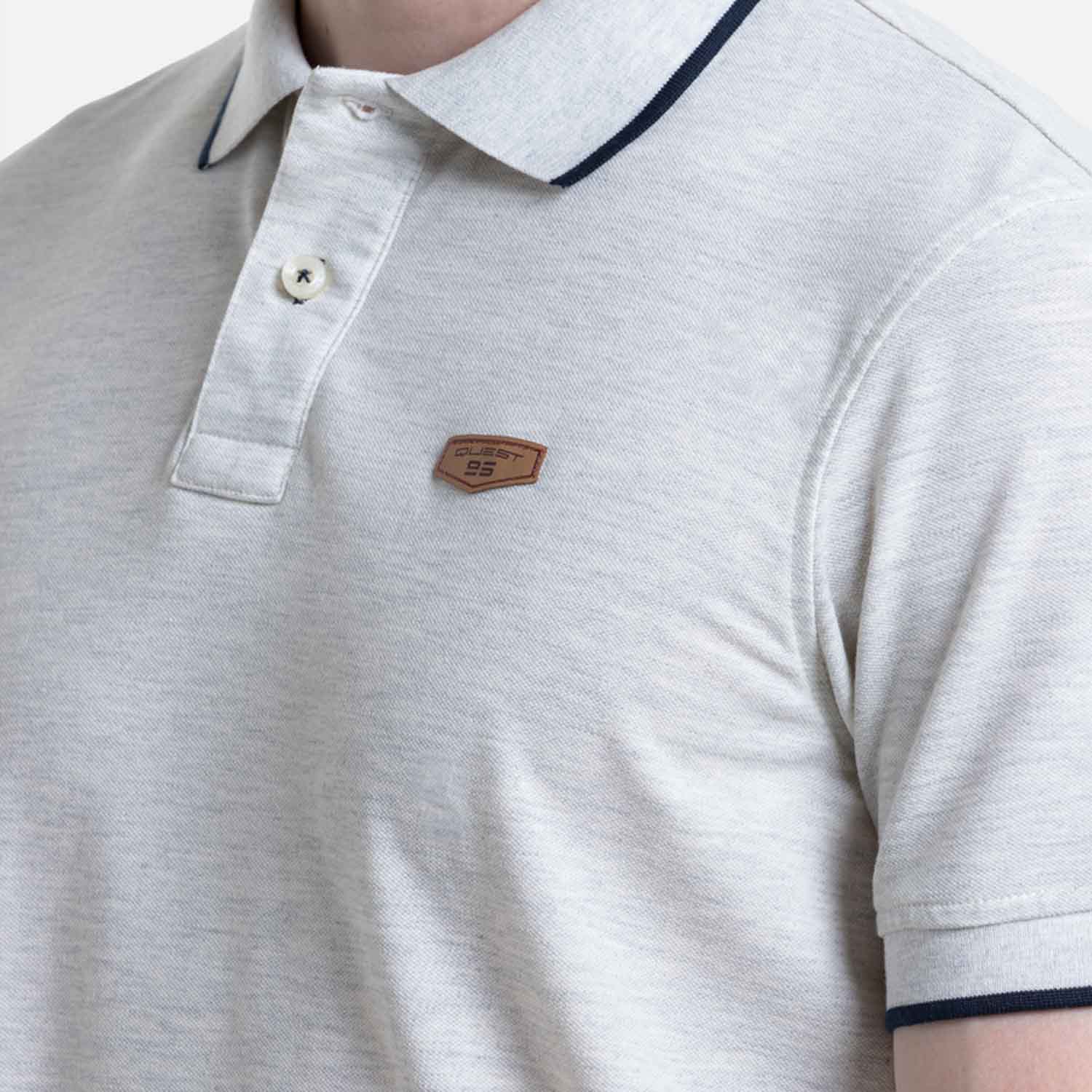 POLO TIPPING COLOR IVORY JASPE-AZUL OSCURO