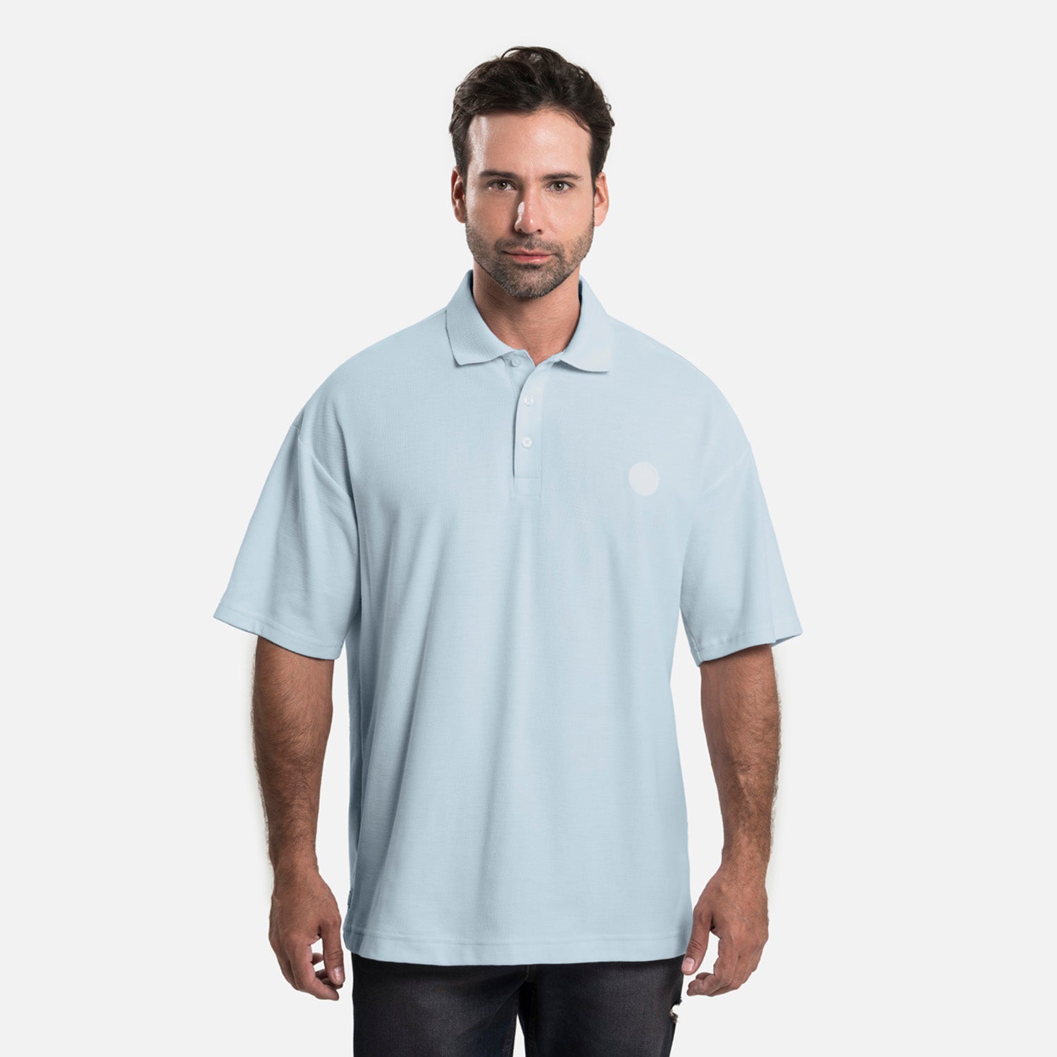 POLO MANGA LARGA COLOR AZUL CHAMBRAY