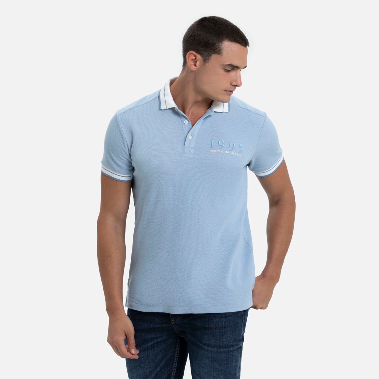 POLO MANGA CORTA COLOR AZUL CHAMBRAY