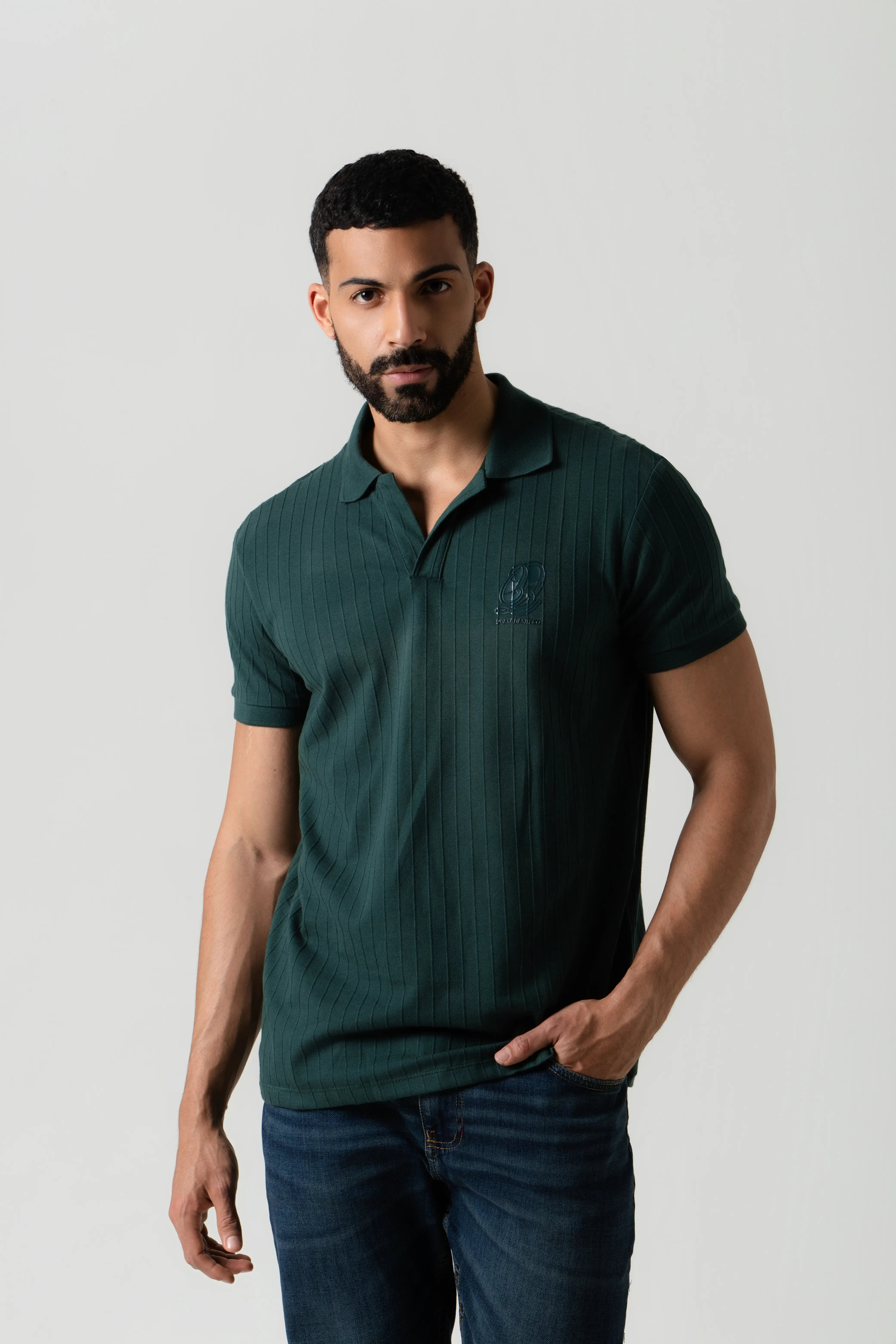 POLO MANGA CORTA COLOR VERDE TORMENTA