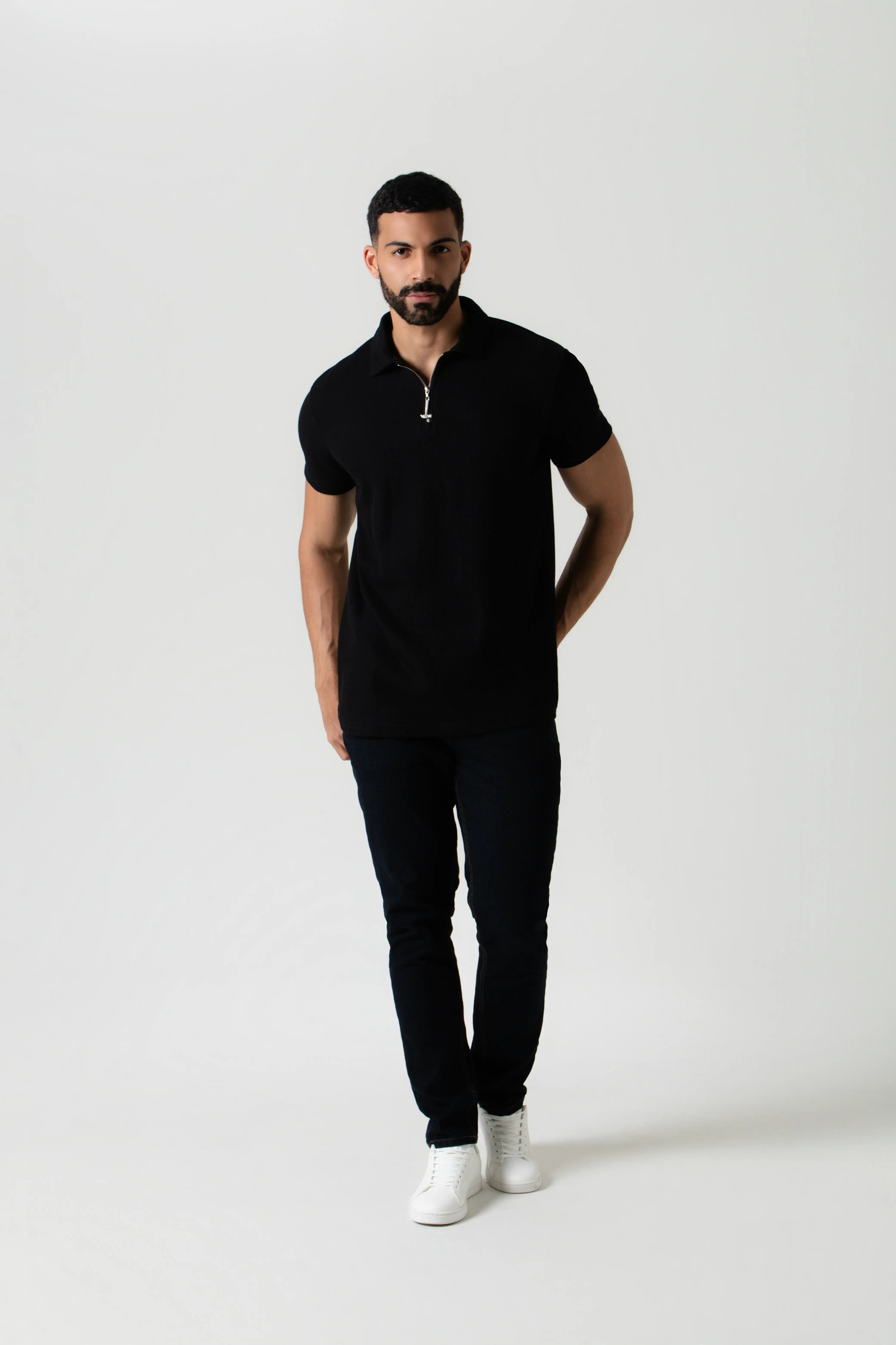 POLO MANGA CORTA COLOR NEGRO