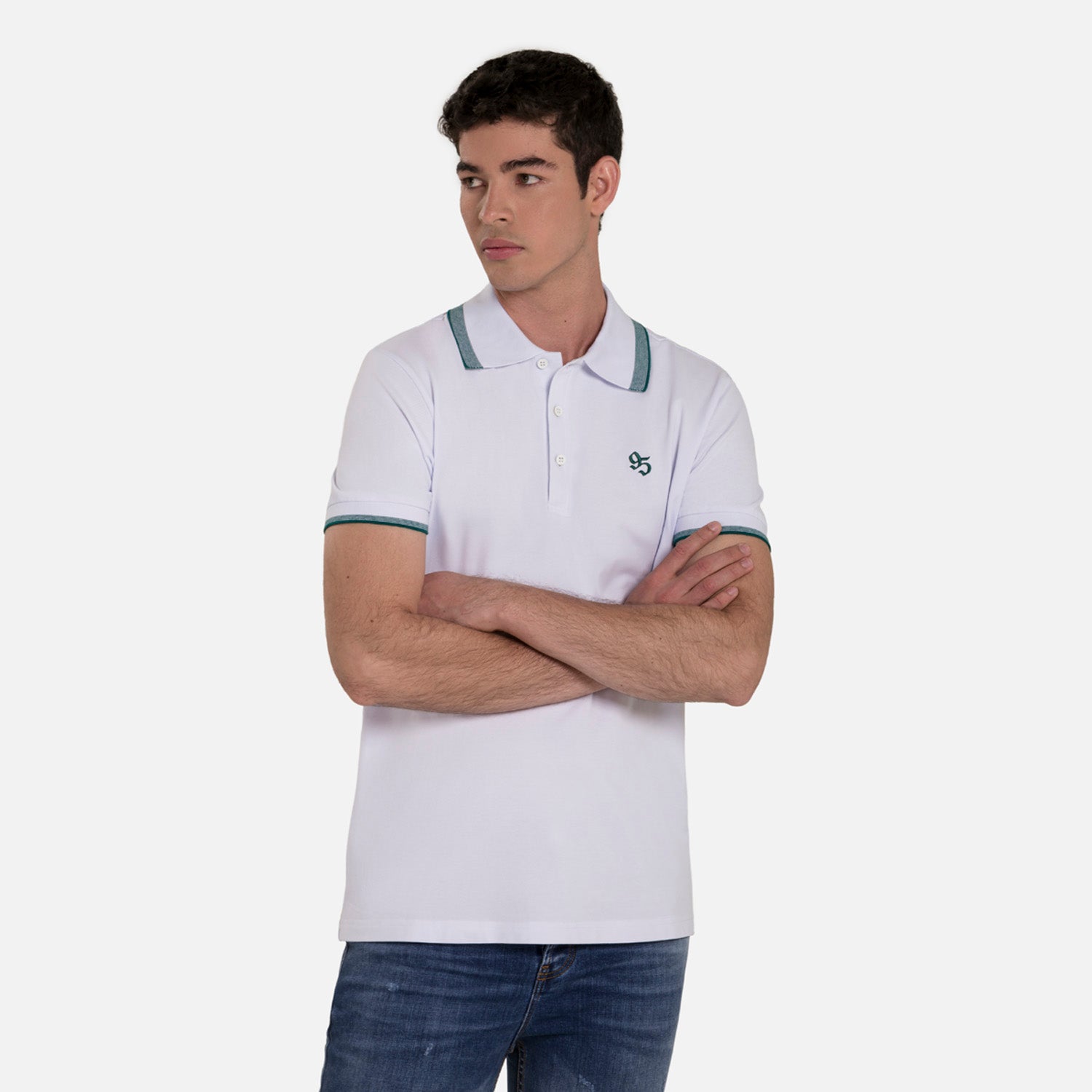 POLO MANGA CORTA COLOR BLANCO OPTICO