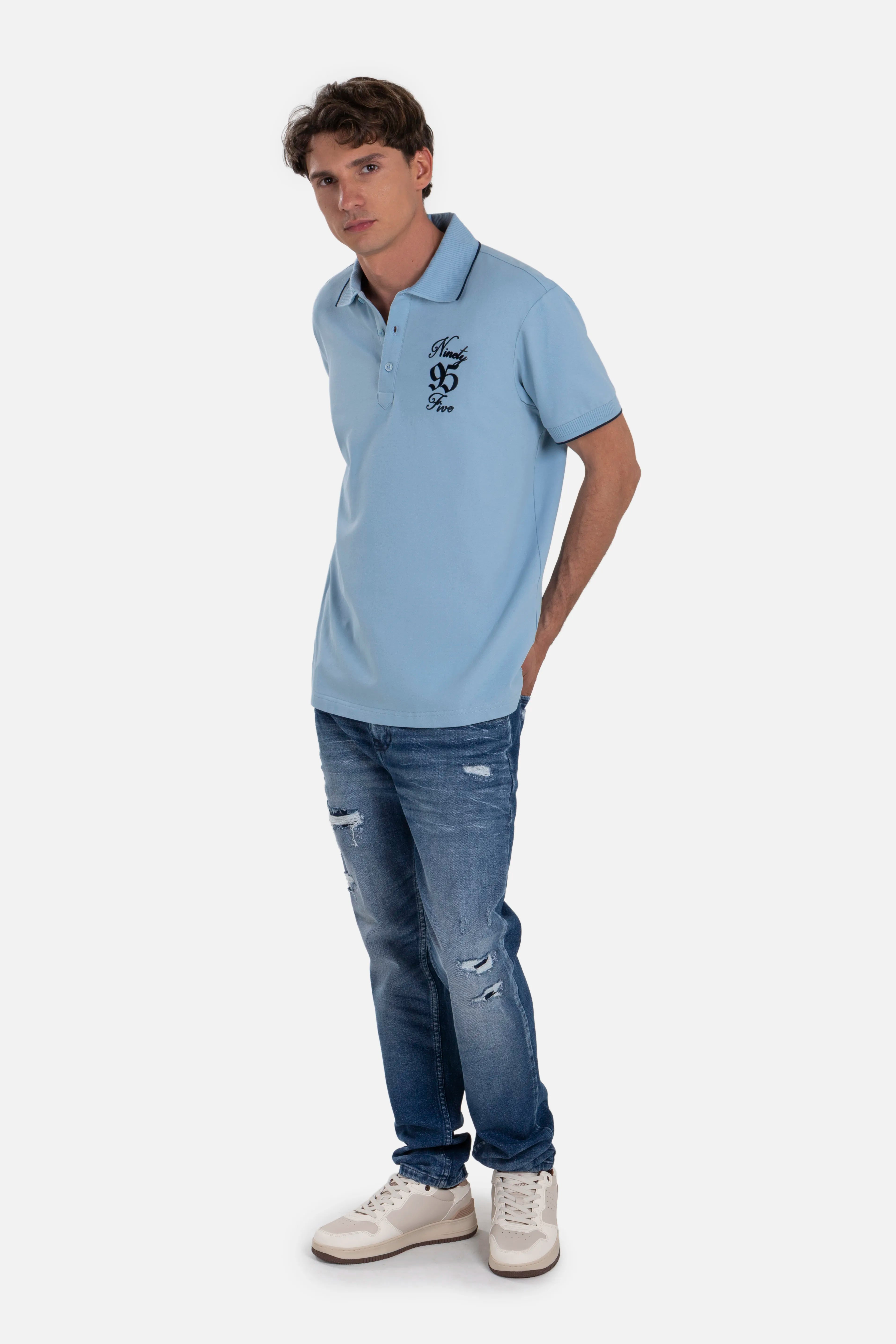 POLO MANGA CORTA COLOR AZUL GLACIAR