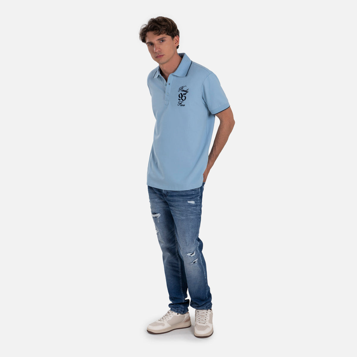 POLO MANGA CORTA COLOR AZUL GLACIAR