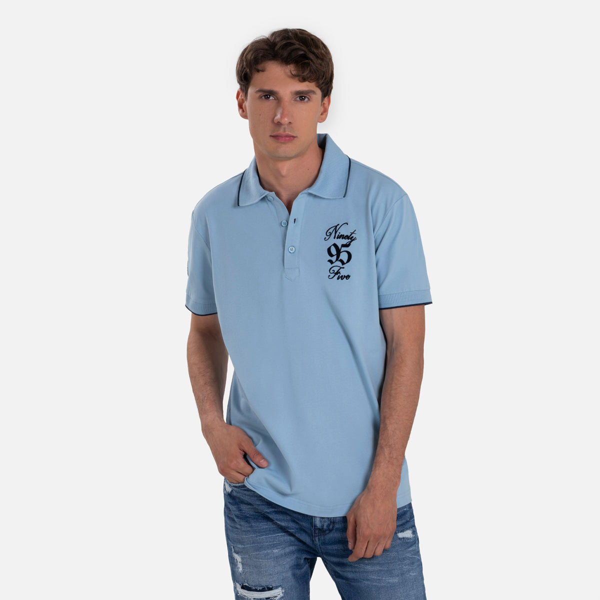 POLO MANGA CORTA COLOR AZUL GLACIAR