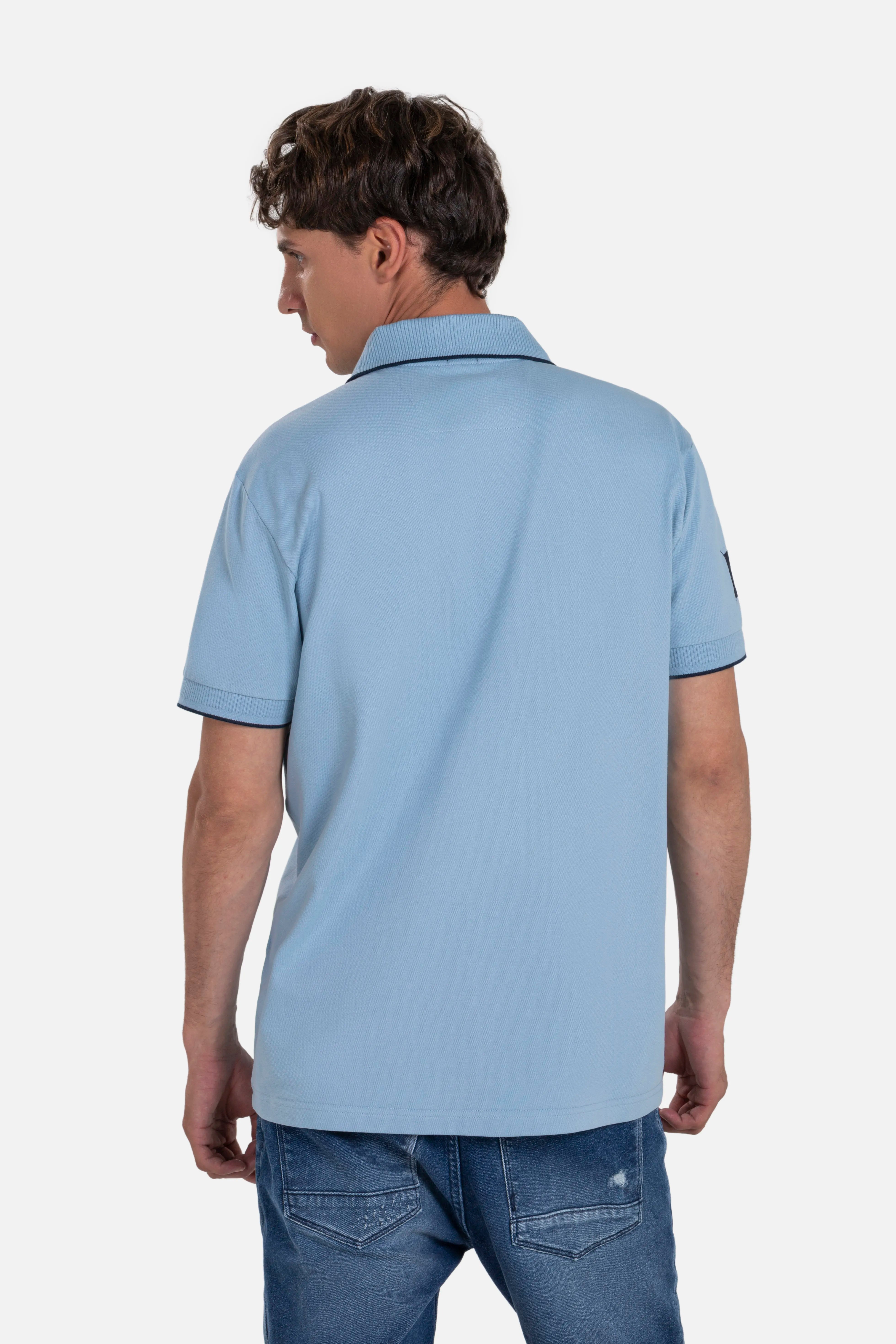 POLO MANGA CORTA COLOR AZUL GLACIAR