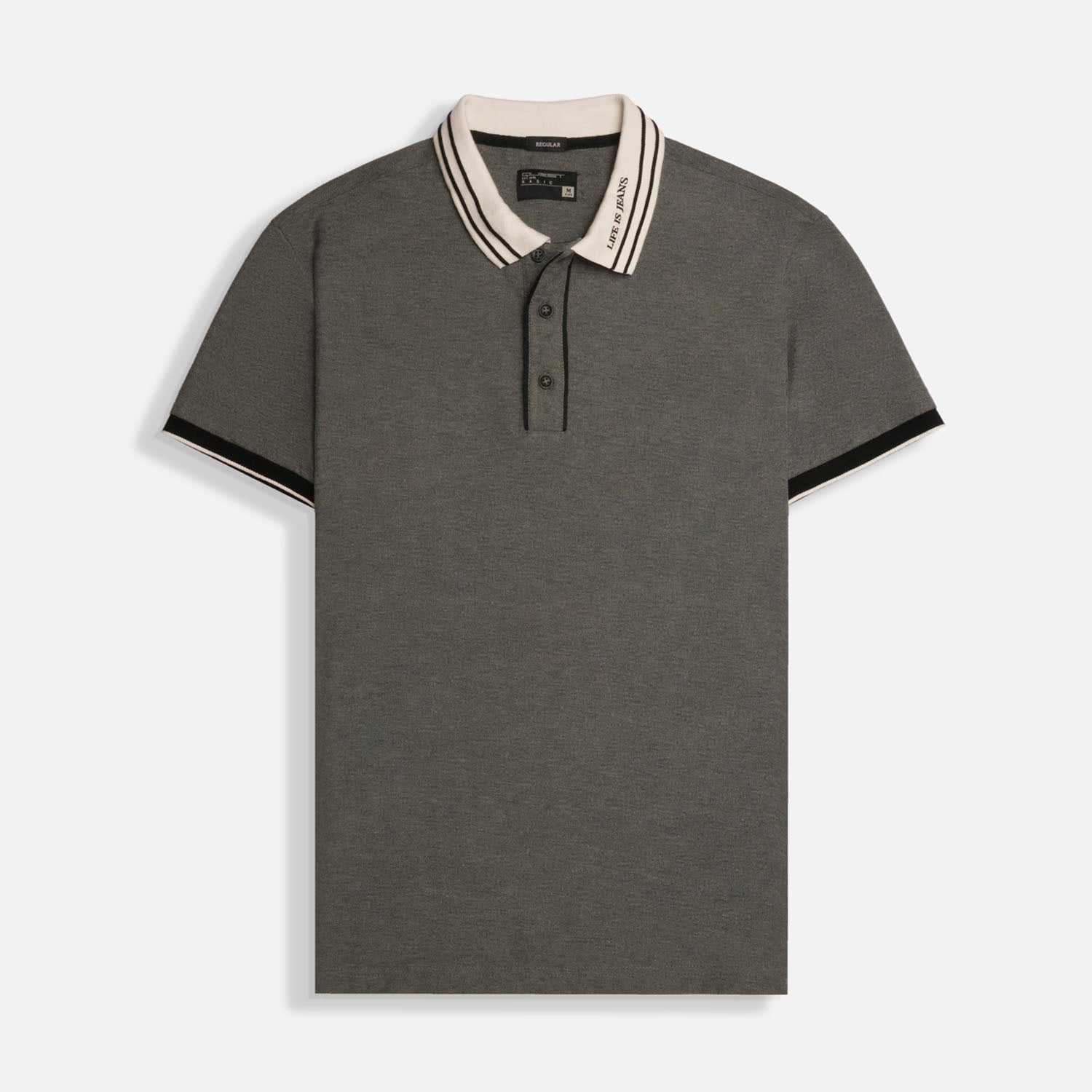 POLO MANGA CORTA COLOR GRIS JASPE OSCURO