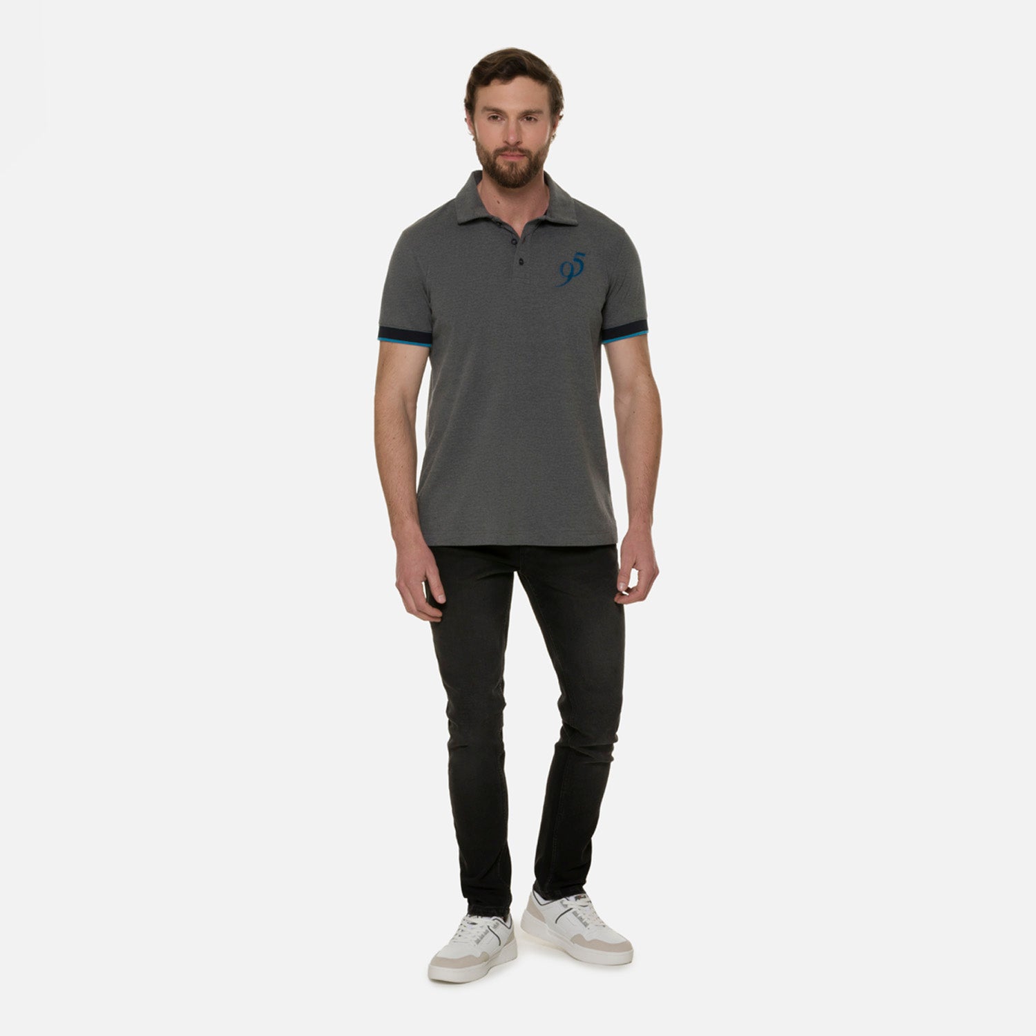POLO MANGA CORTA COLOR GRIS JASPE OSCURO