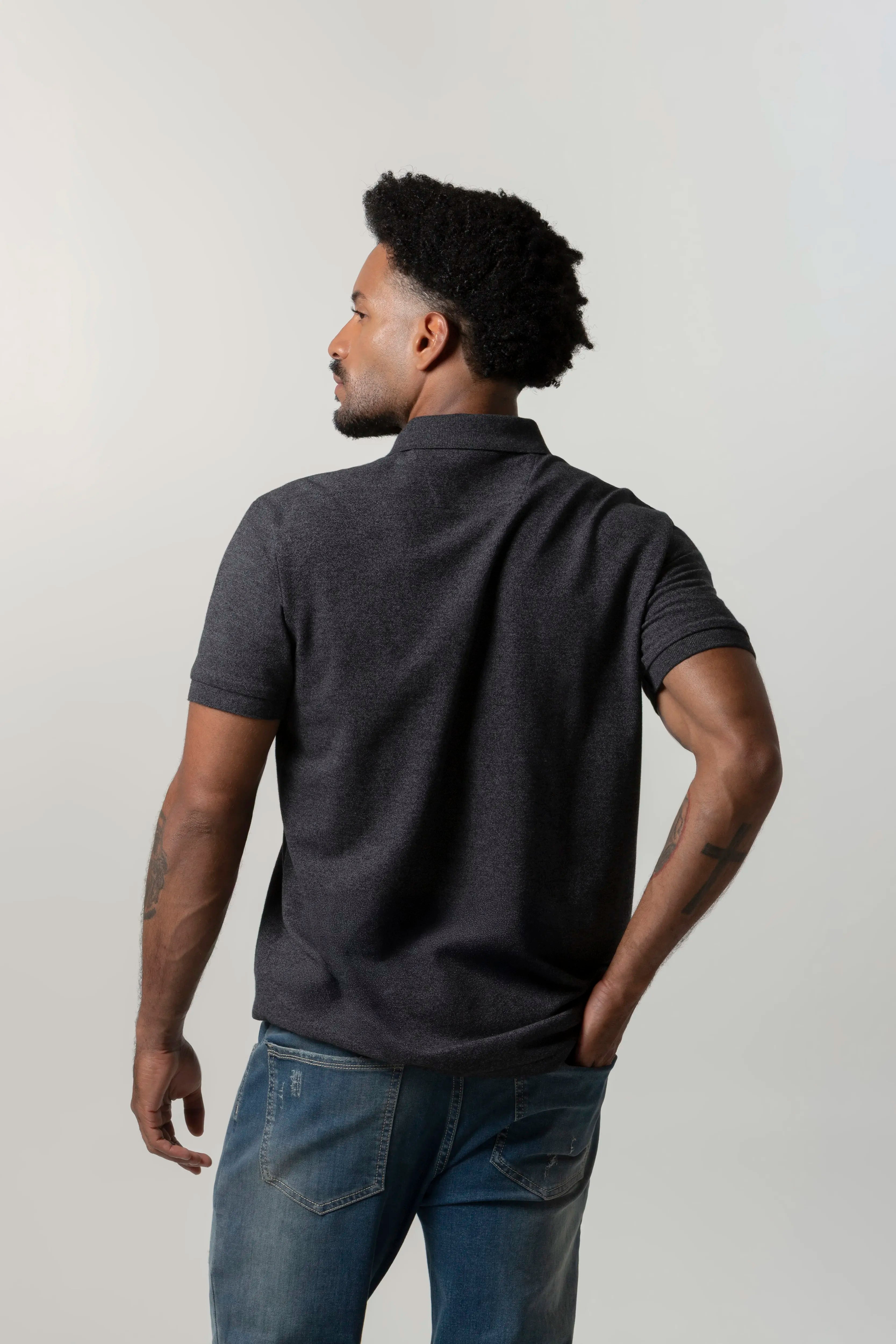 POLO MANGA CORTA COLOR NEGRO