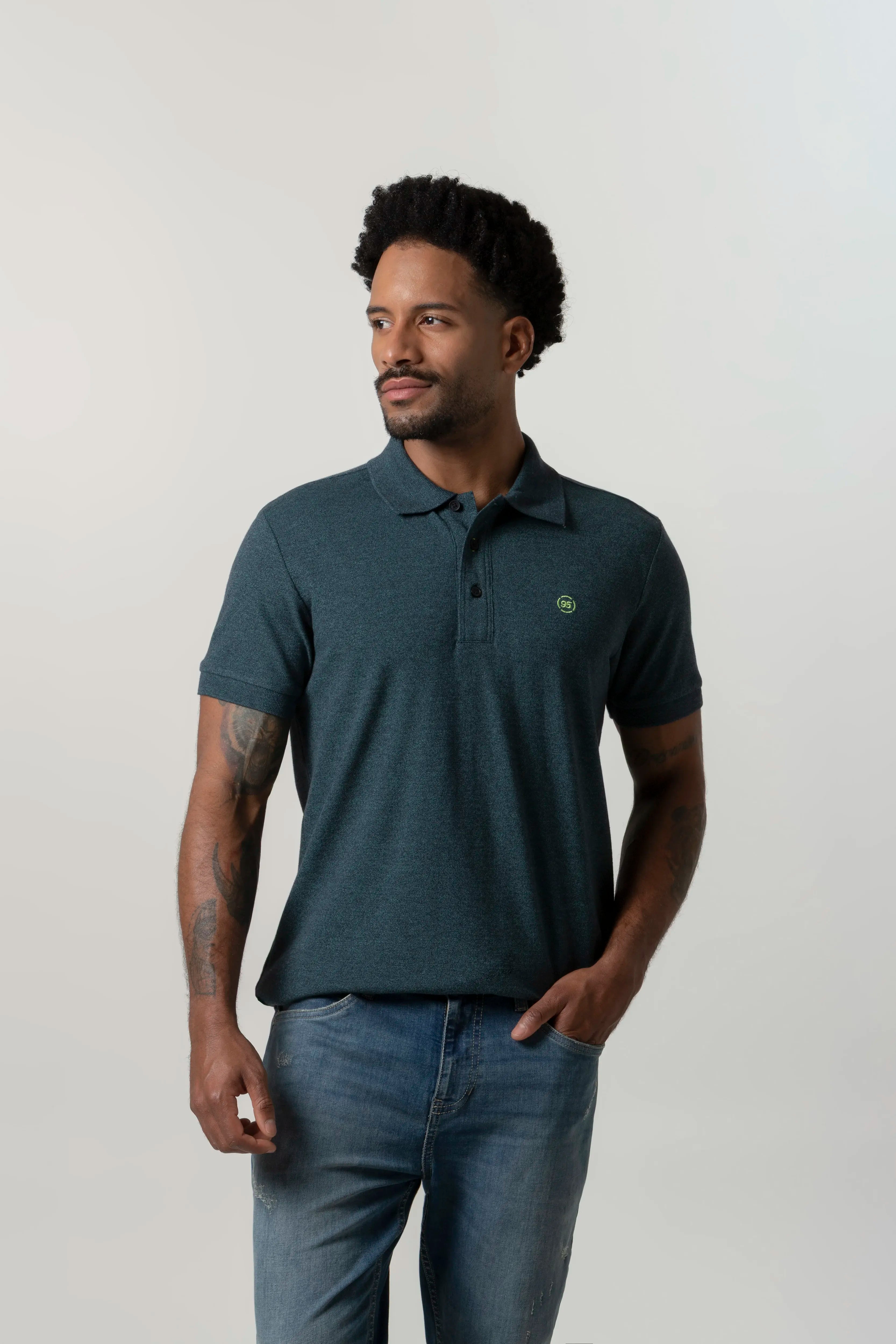 POLO MANGA CORTA COLOR VERDE TORMENTA